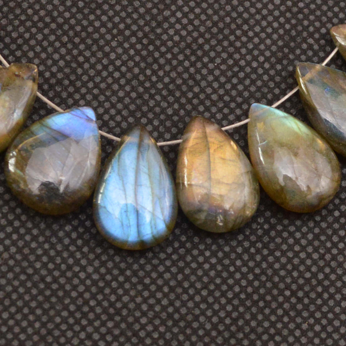 23 Pcs 173 Cts Natural Labradorite Side Drill Briolette Handmade Jewelry Supplies 16x10 14x9mm 18699