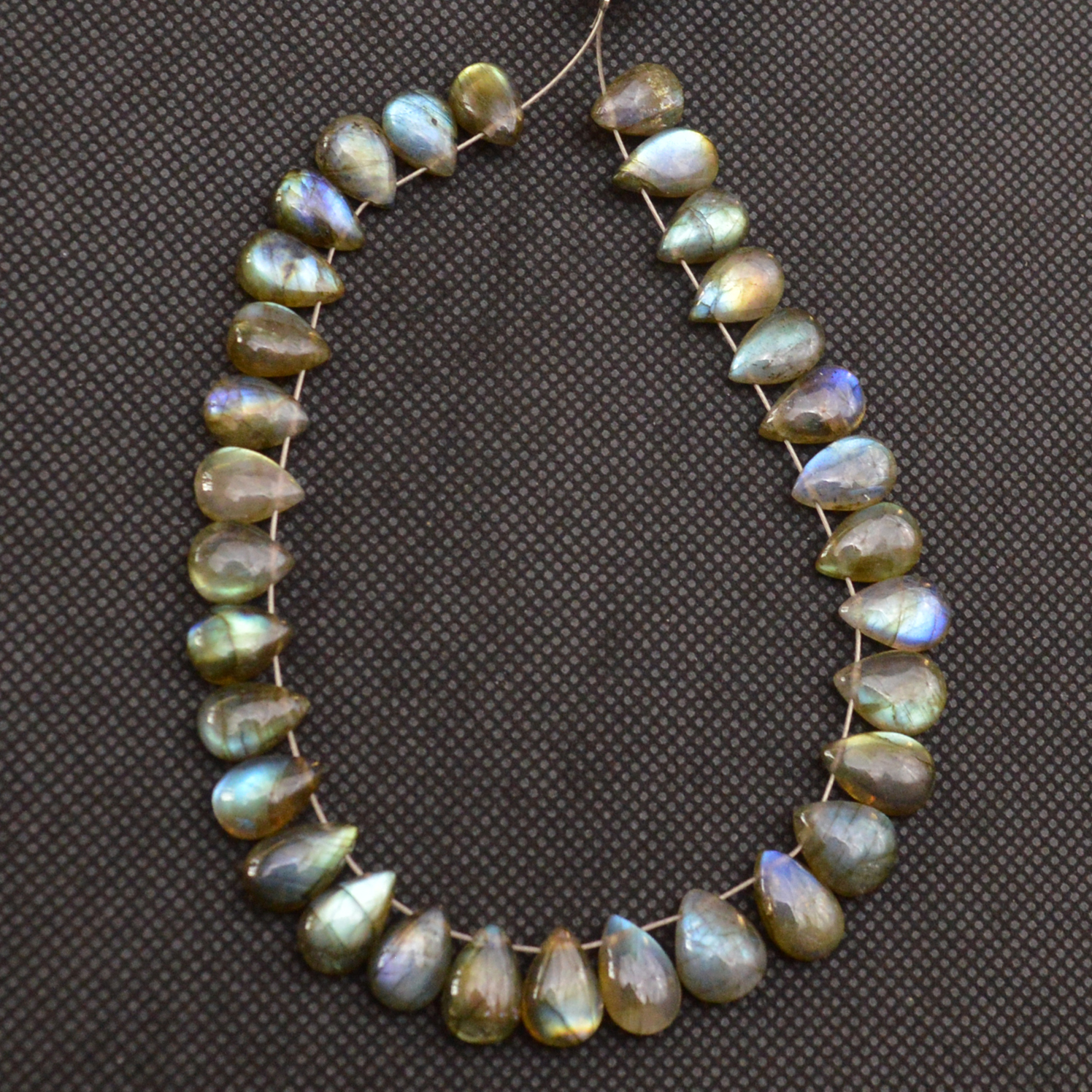 32 Pcs 86 Cts Natural Labradorite Side Drill Briolette Handmade Jewelry Supplies 9X5 8X5mm 18700