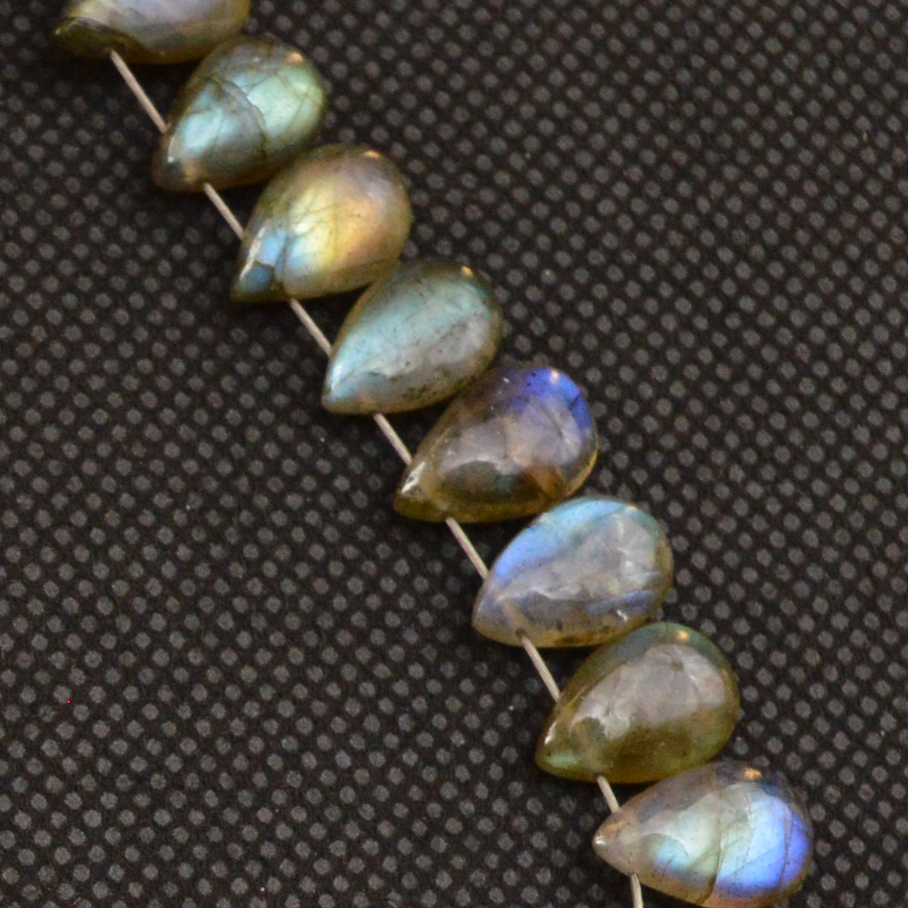 32 Pcs 86 Cts Natural Labradorite Side Drill Briolette Handmade Jewelry Supplies 9X5 8X5mm 18700