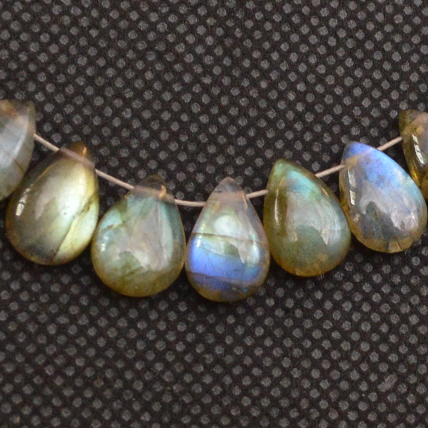 32 Pcs 86 Cts Natural Labradorite Side Drill Briolette Handmade Jewelry Supplies 9X5 8X5mm 18700