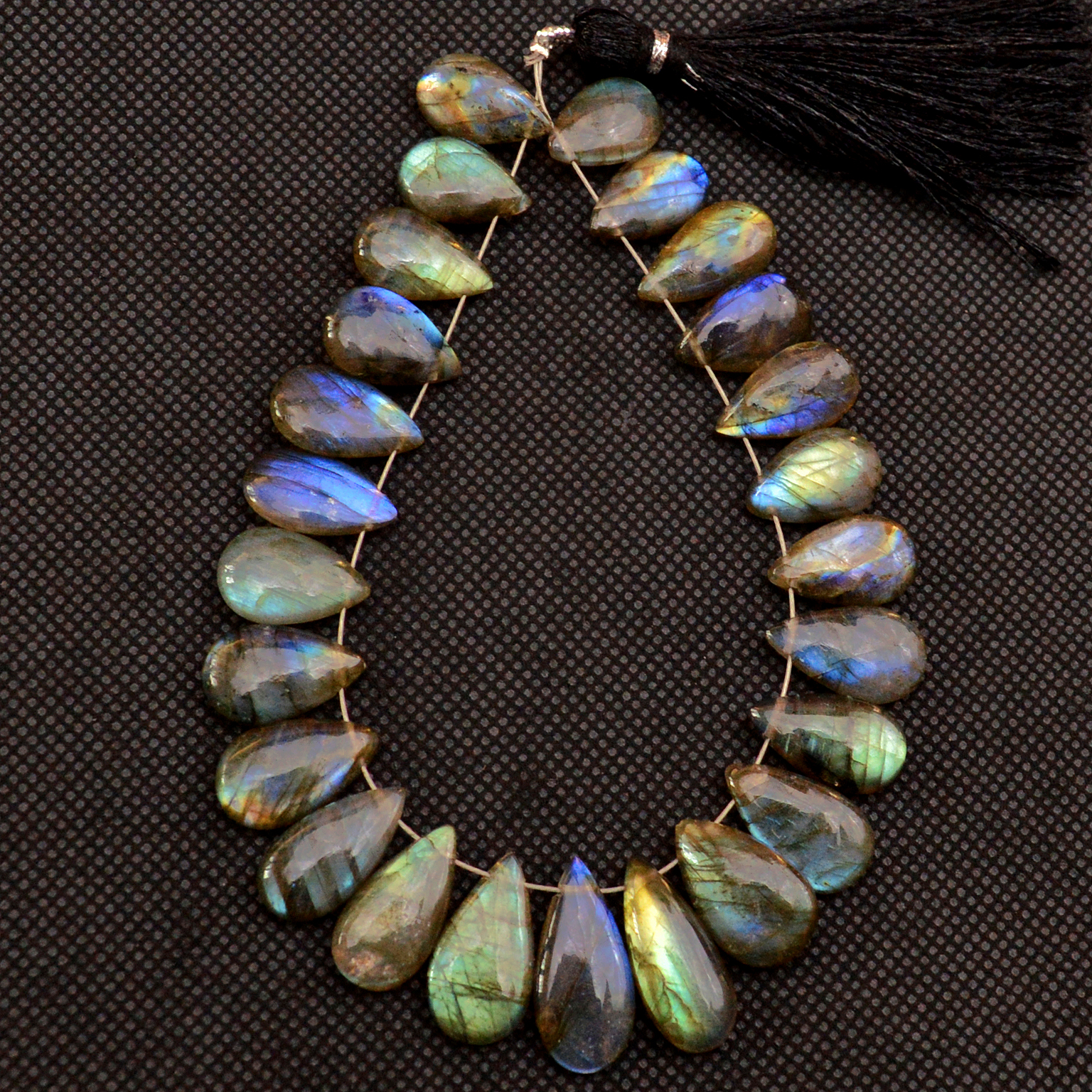 25 Pcs 126 Cts Natural Labradorite Side Drill Briolette Handmade Jewelry Supplies 18X8 14X7mm 18701
