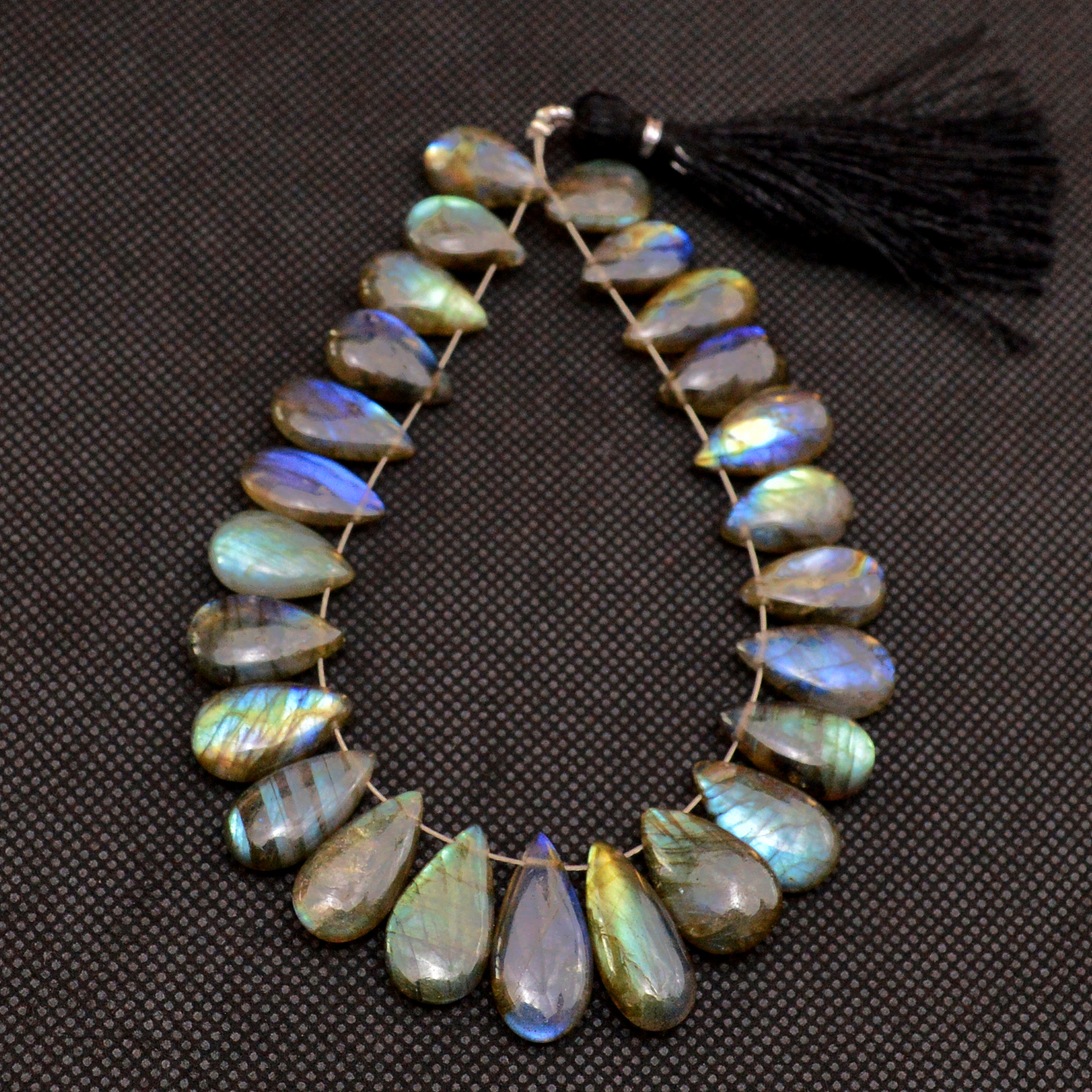 25 Pcs 126 Cts Natural Labradorite Side Drill Briolette Handmade Jewelry Supplies 18X8 14X7mm 18701