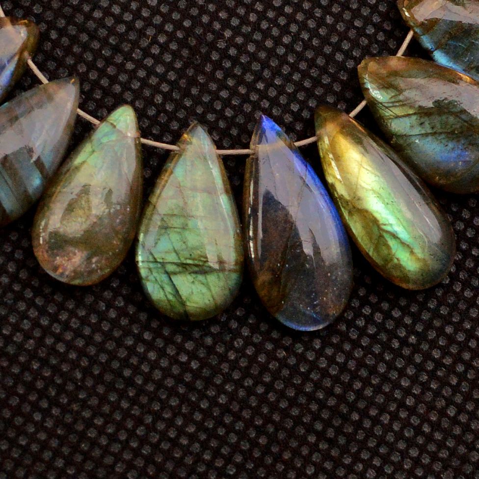 25 Pcs 126 Cts Natural Labradorite Side Drill Briolette Handmade Jewelry Supplies 18X8 14X7mm 18701