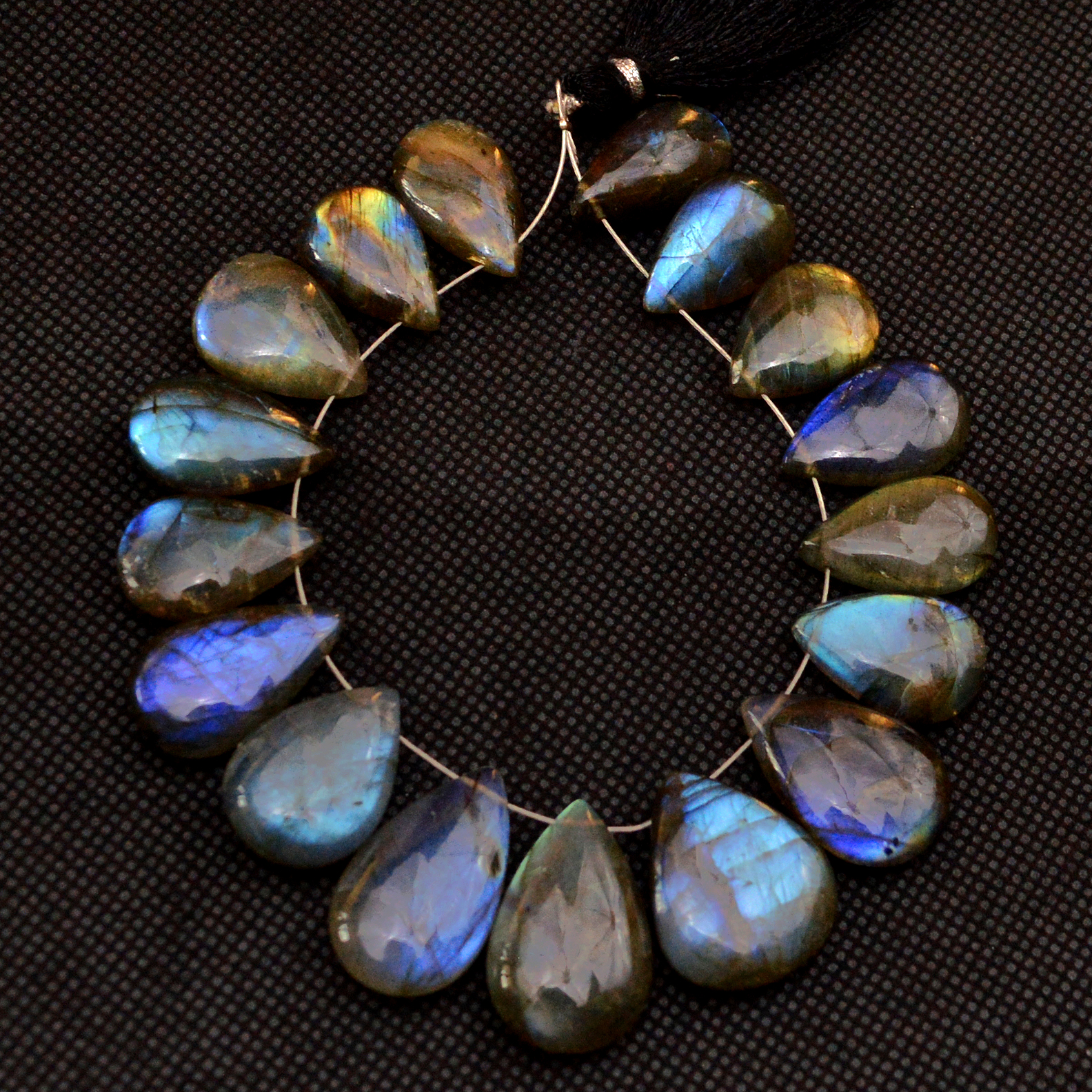 16 Pcs 201 Cts Natural Labradorite Side Drill Briolette Handmade Jewelry Supplies 20X15 18X10mm 18702