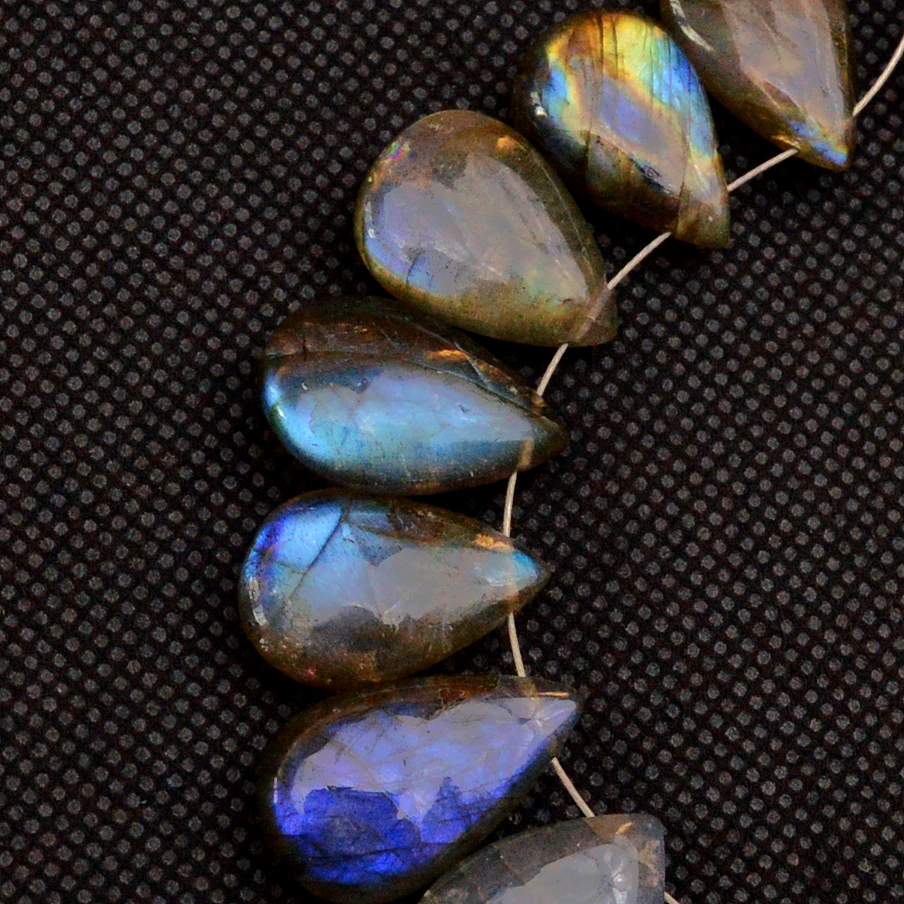 16 Pcs 201 Cts Natural Labradorite Side Drill Briolette Handmade Jewelry Supplies 20X15 18X10mm 18702