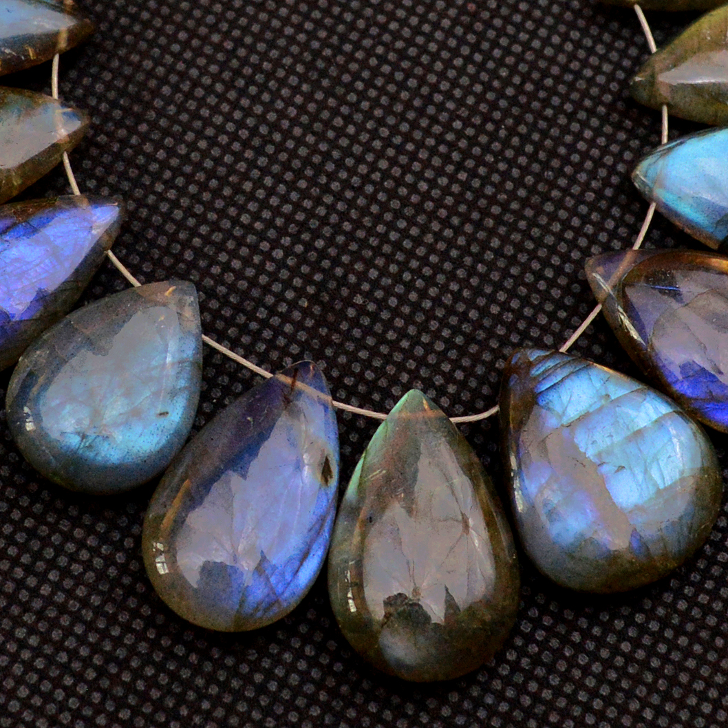 16 Pcs 201 Cts Natural Labradorite Side Drill Briolette Handmade Jewelry Supplies 20X15 18X10mm 18702