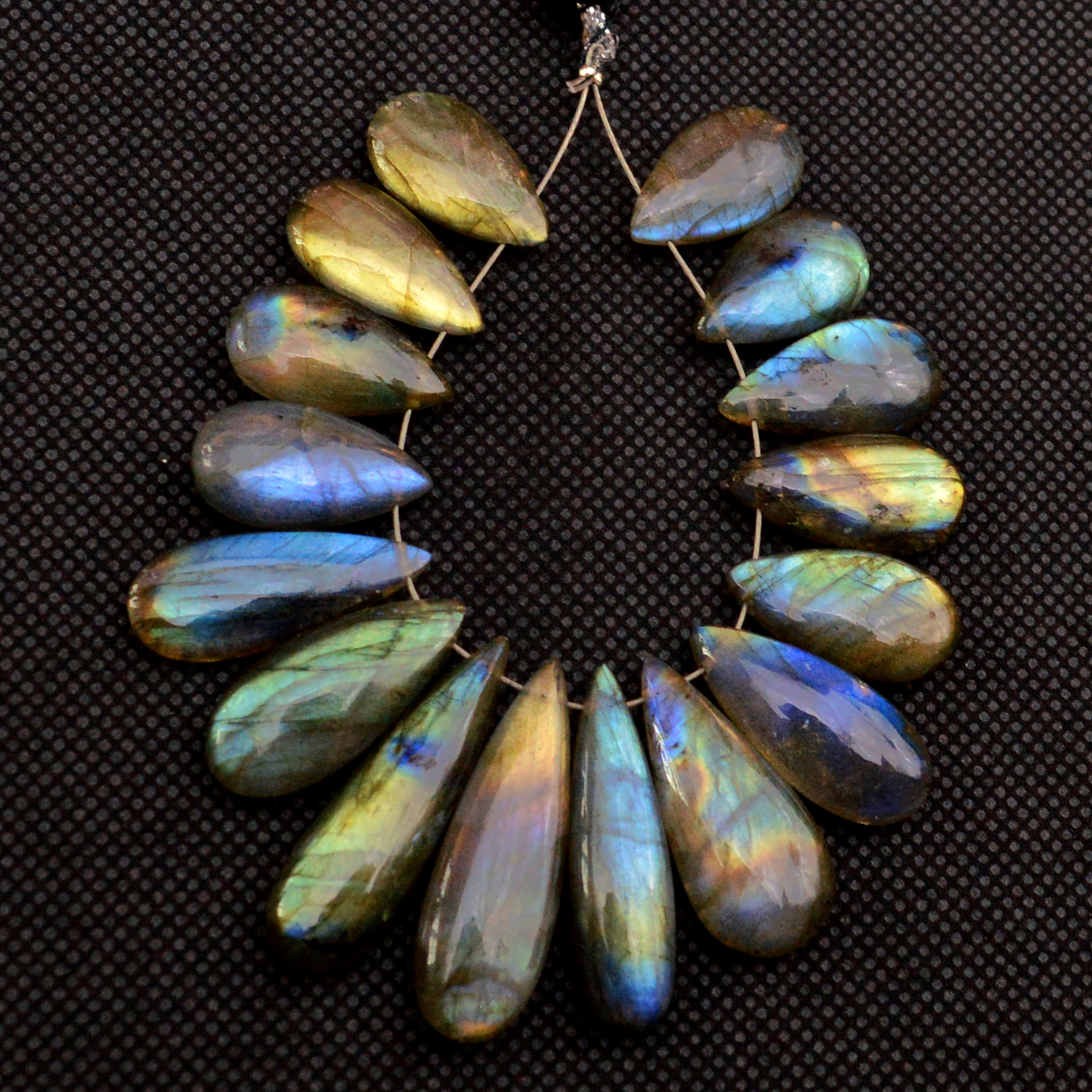 16 Pcs 153 Cts Natural Labradorite Side Drill Briolette Handmade Jewelry Supplies 30X8 15X9mm 18703