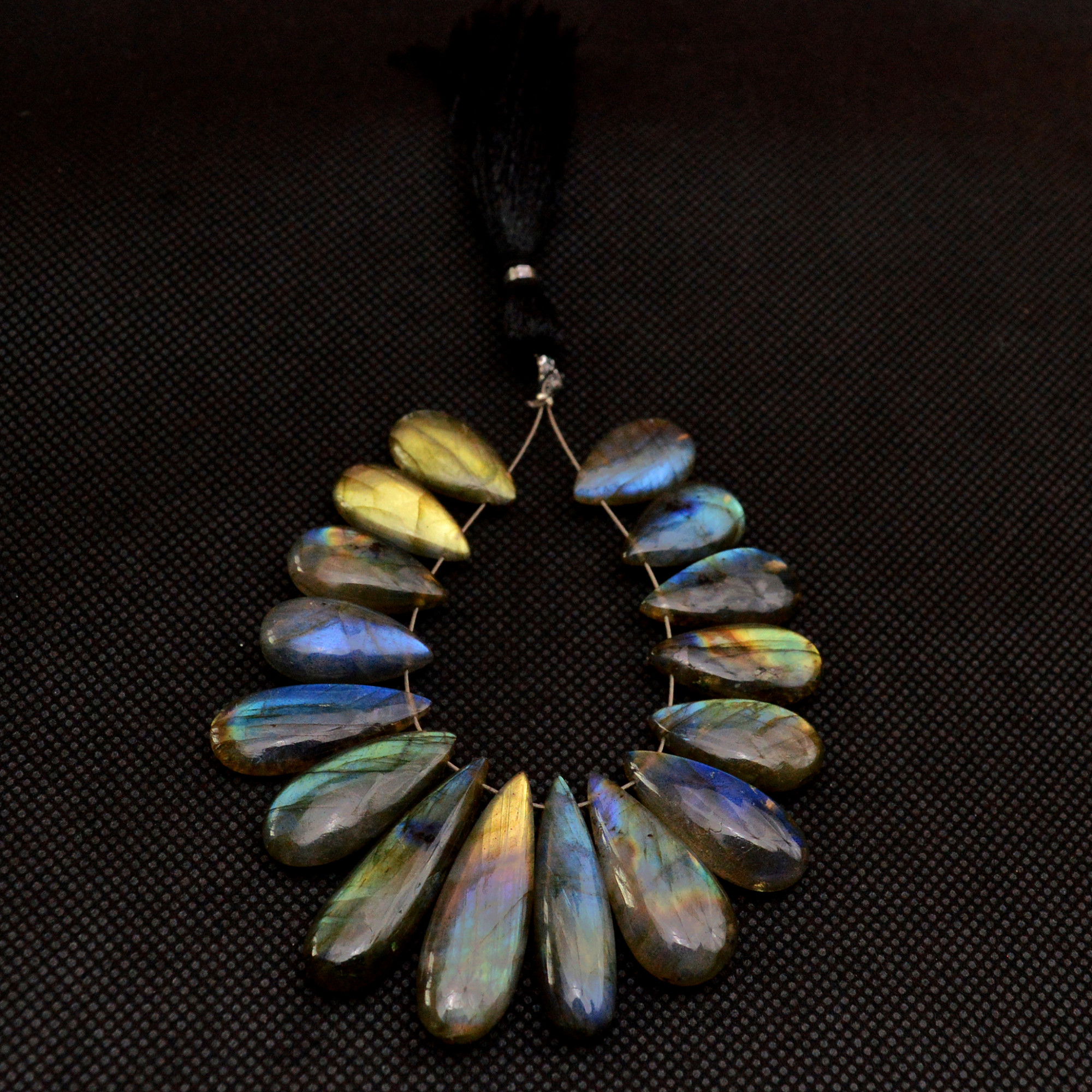 16 Pcs 153 Cts Natural Labradorite Side Drill Briolette Handmade Jewelry Supplies 30X8 15X9mm 18703