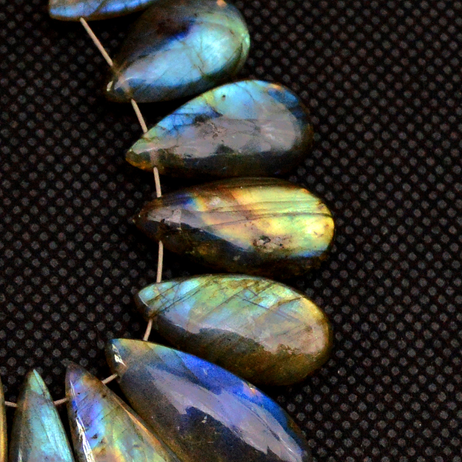 16 Pcs 153 Cts Natural Labradorite Side Drill Briolette Handmade Jewelry Supplies 30X8 15X9mm 18703