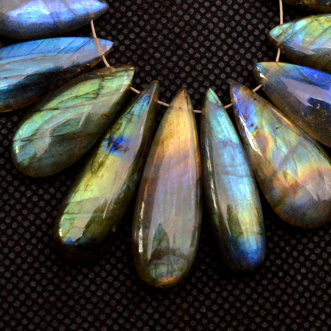 16 Pcs 153 Cts Natural Labradorite Side Drill Briolette Handmade Jewelry Supplies 30X8 15X9mm 18703