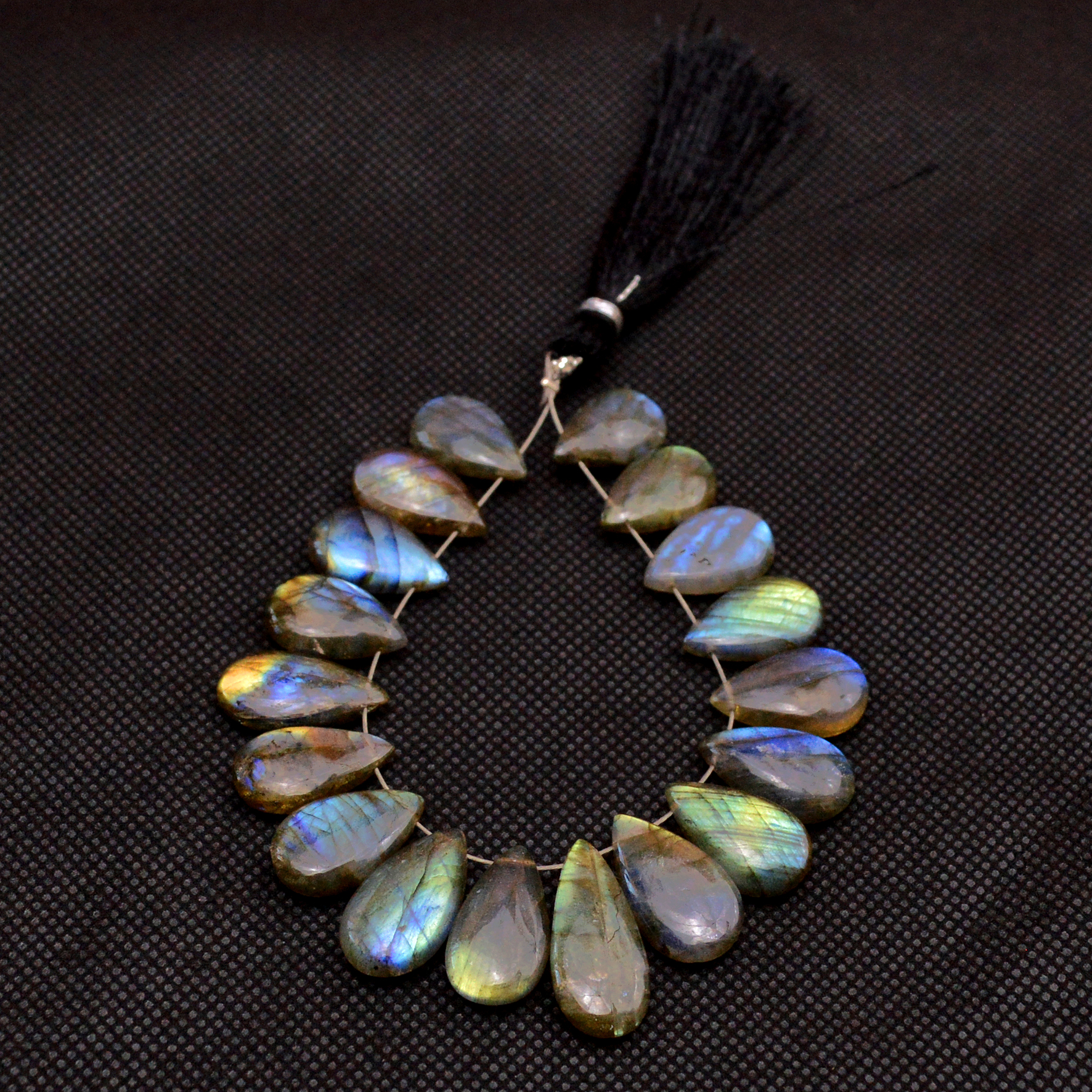 18 Pcs 114 Cts Natural Labradorite Side Drill Briolette Handmade Jewelry Supplies 20X8 14X8mm 18704