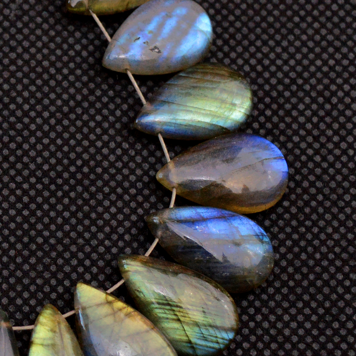 18 Pcs 114 Cts Natural Labradorite Side Drill Briolette Handmade Jewelry Supplies 20X8 14X8mm 18704