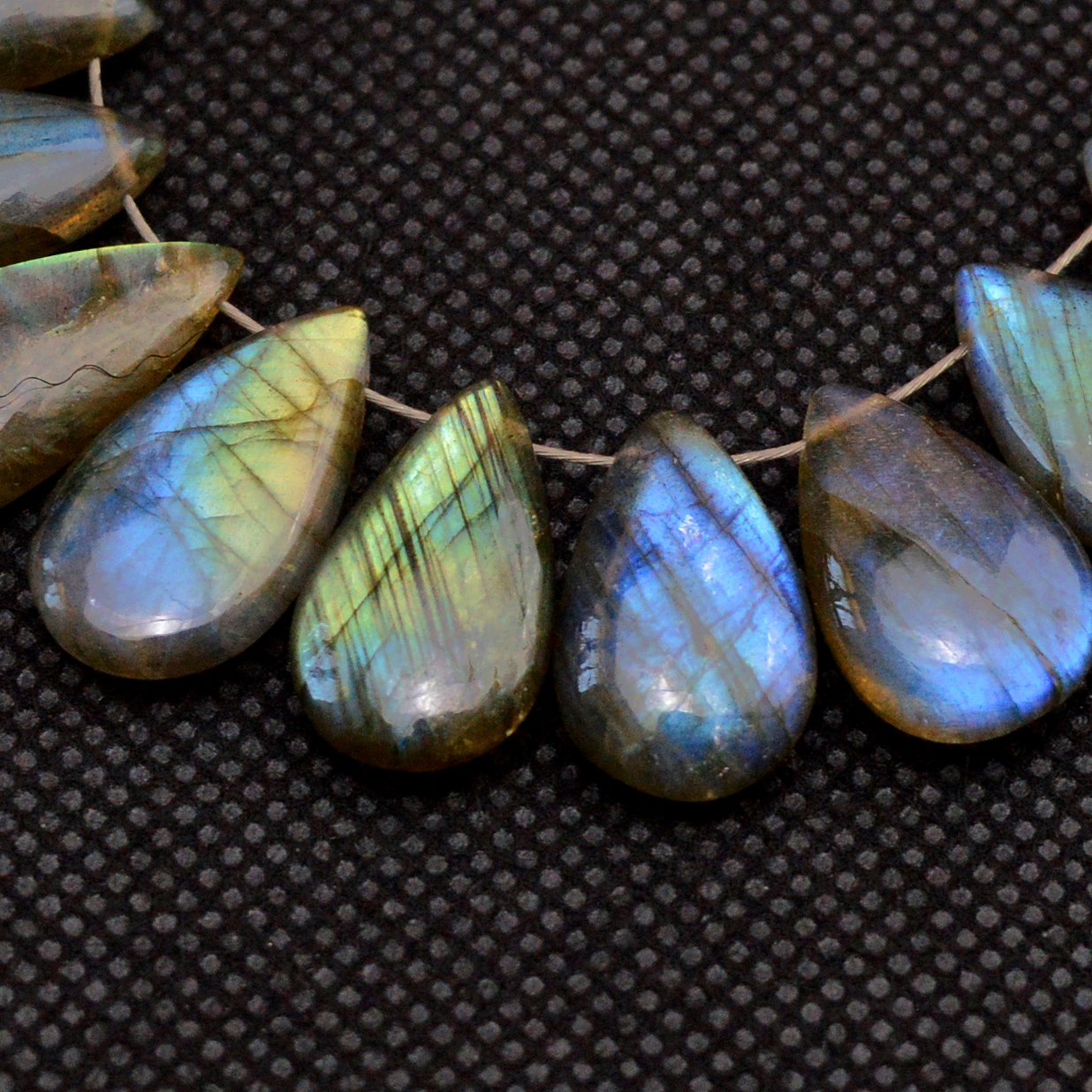 18 Pcs 114 Cts Natural Labradorite Side Drill Briolette Handmade Jewelry Supplies 20X8 14X8mm 18704