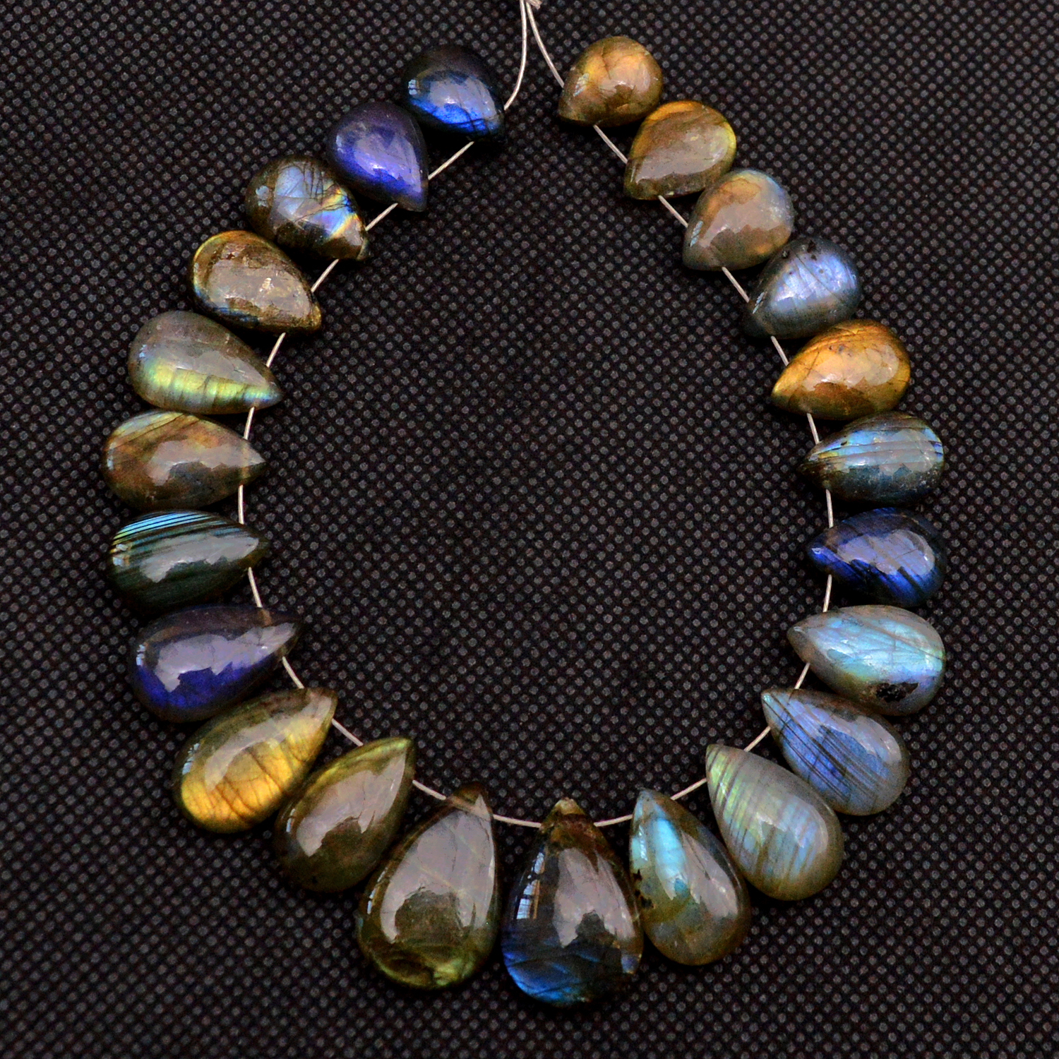23 Pcs 171 Cts Natural Labradorite Side Drill Briolette Handmade Jewelry Supplies 19X11 11X8mm 18705