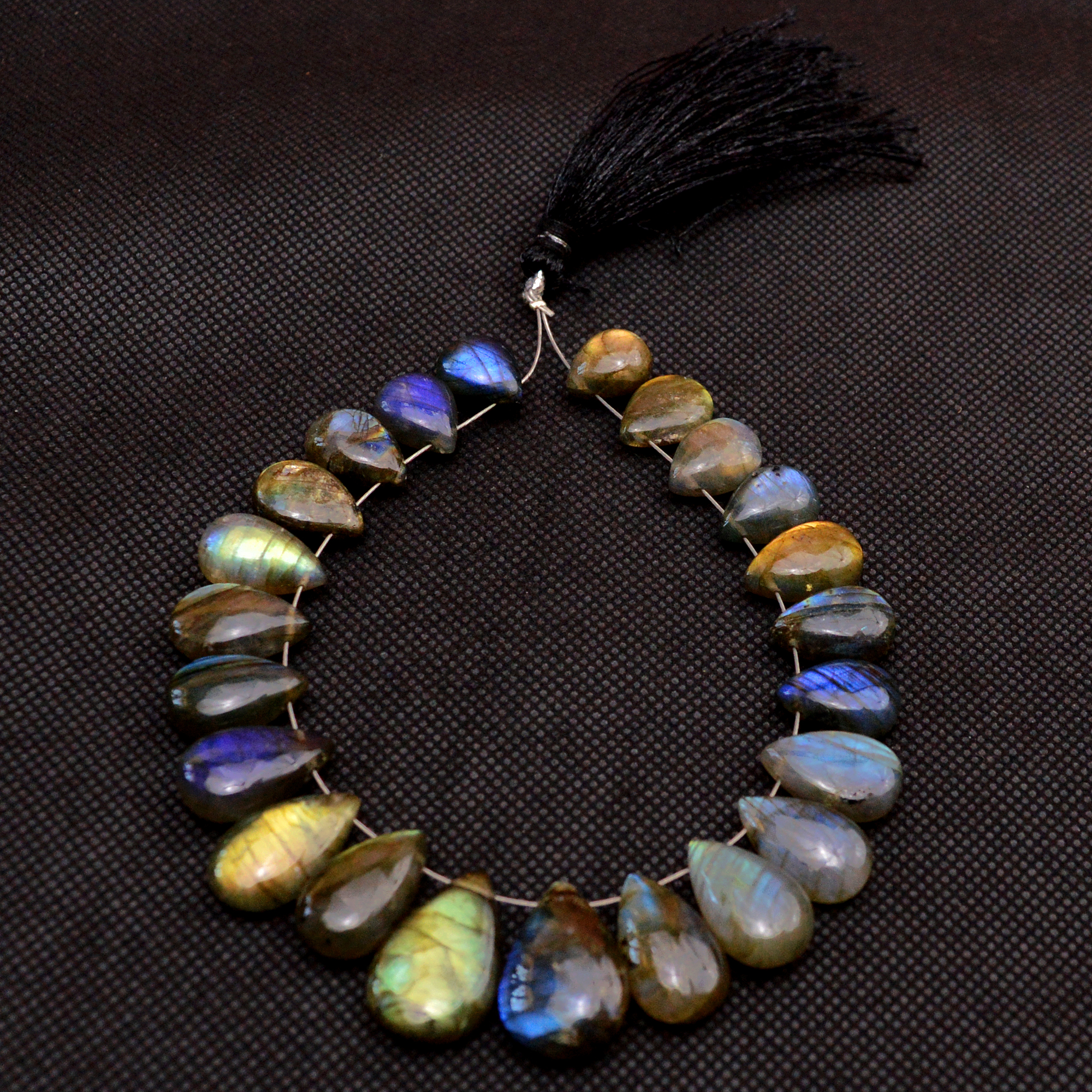 23 Pcs 171 Cts Natural Labradorite Side Drill Briolette Handmade Jewelry Supplies 19X11 11X8mm 18705