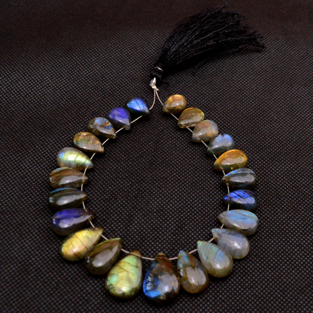 Image of 23 Pcs 171 Cts Natural Labradorite Side Drill Briolette Handmade Jewelry Supplies 19X11 11X8mm #18705