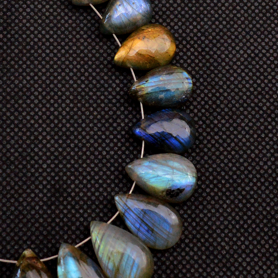 23 Pcs 171 Cts Natural Labradorite Side Drill Briolette Handmade Jewelry Supplies 19X11 11X8mm 18705