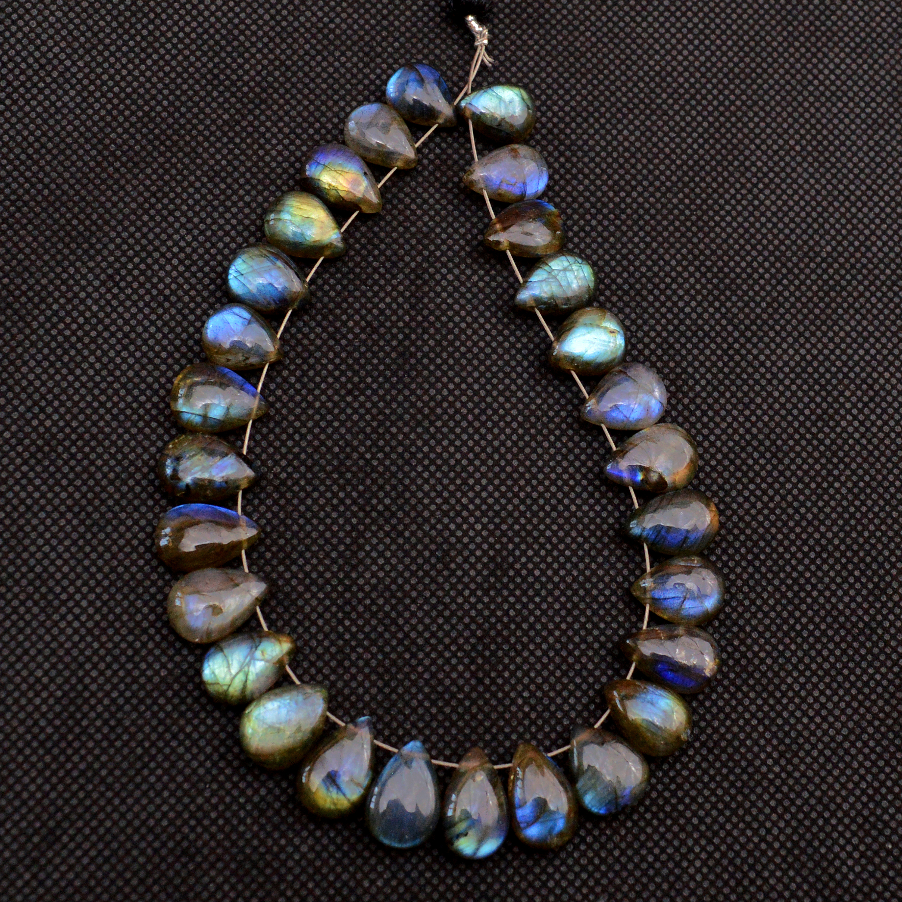 28 Pcs 140 Cts Natural Labradorite Side Drill Briolette Handmade Jewelry Supplies 12X7 10X7mm 18706