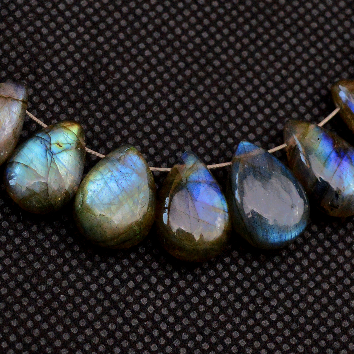 28 Pcs 140 Cts Natural Labradorite Side Drill Briolette Handmade Jewelry Supplies 12X7 10X7mm 18706
