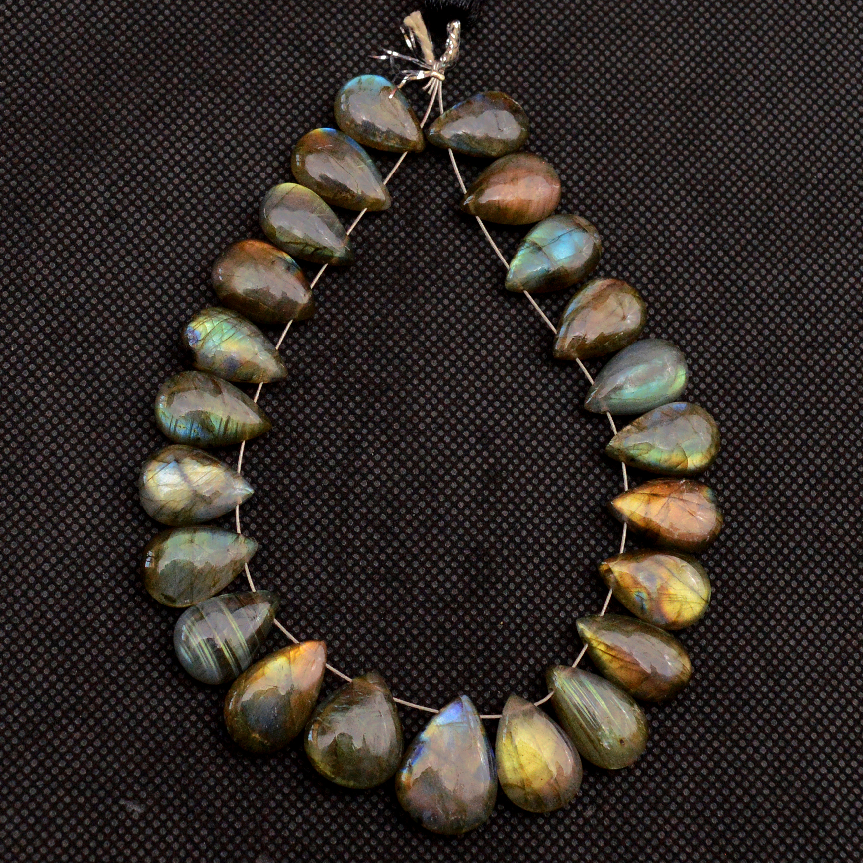 23 Pcs 160 Cts Natural Labradorite Side Drill Briolette Handmade Jewelry Supplies 16X11 13X9mm 18707