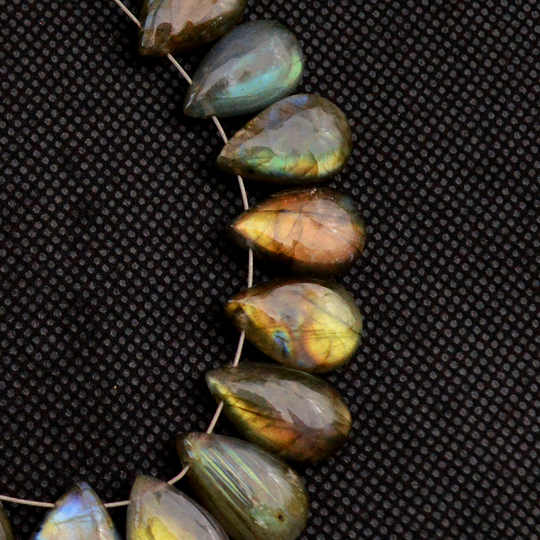 23 Pcs 160 Cts Natural Labradorite Side Drill Briolette Handmade Jewelry Supplies 16X11 13X9mm 18707