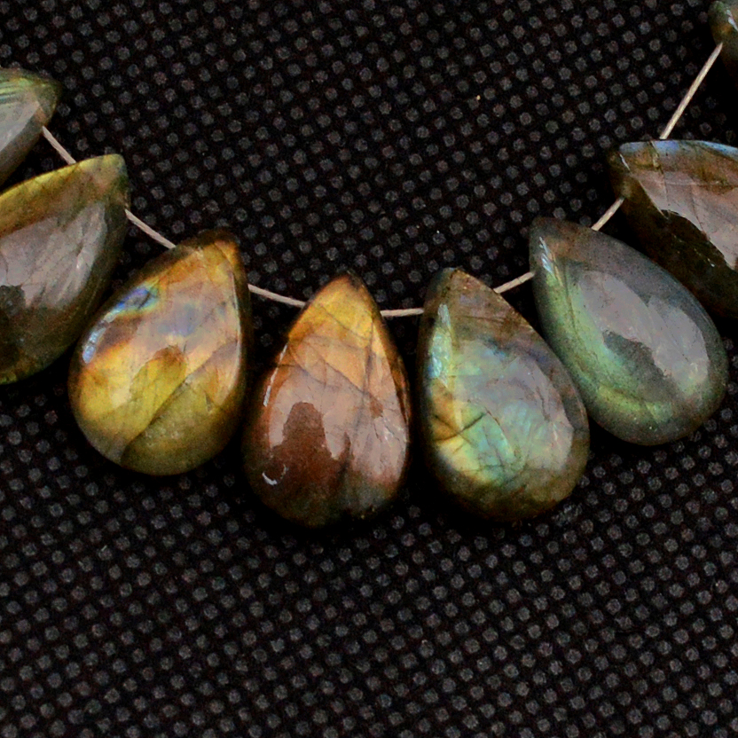 23 Pcs 160 Cts Natural Labradorite Side Drill Briolette Handmade Jewelry Supplies 16X11 13X9mm 18707