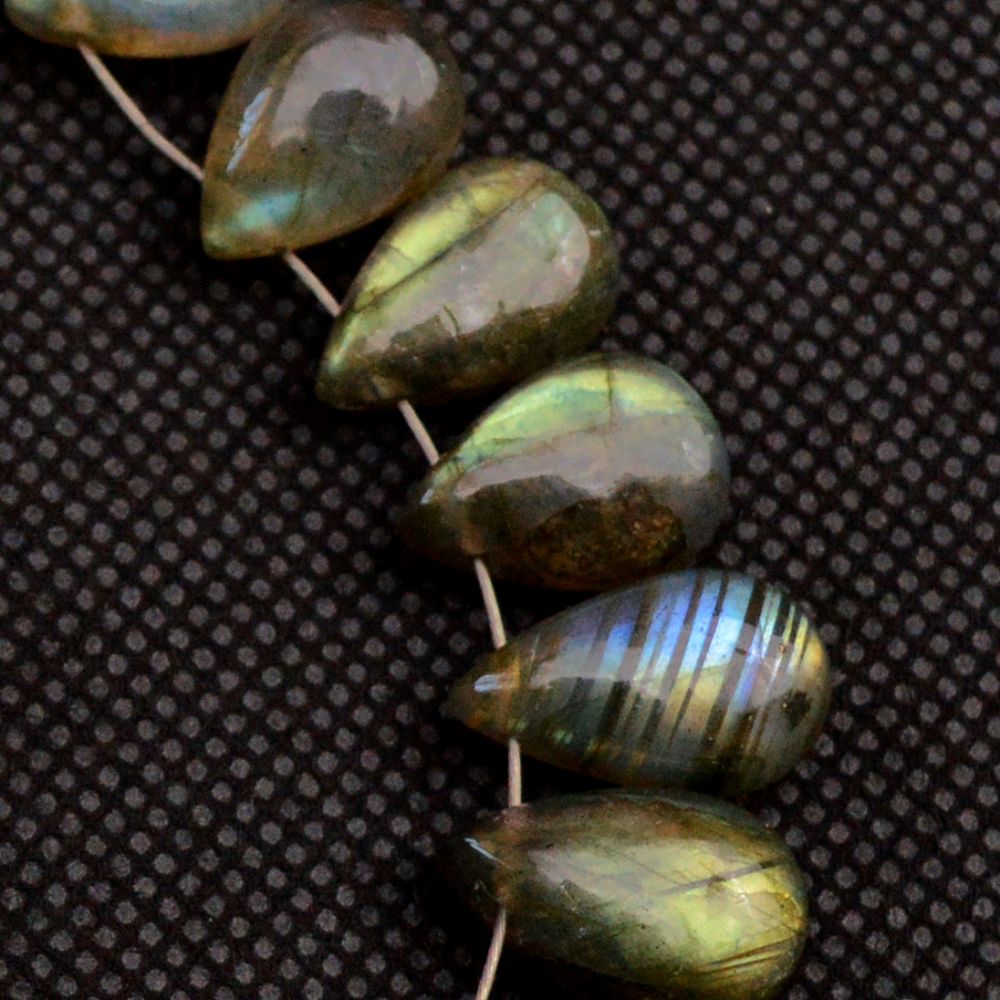 21 Pcs 141 Cts Natural Labradorite Side Drill Briolette Handmade Jewelry Supplies 17X8 9X7mm 18708