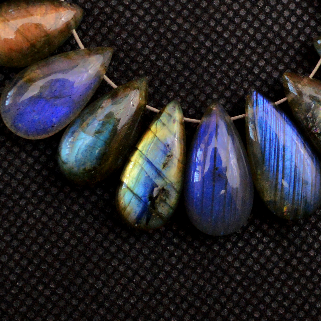 21 Pcs 141 Cts Natural Labradorite Side Drill Briolette Handmade Jewelry Supplies 17X8 9X7mm 18708