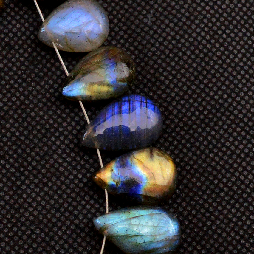 18 Pcs 167 Cts Natural Labradorite Side Drill Briolette Handmade Jewelry Supplies 19X11 14X9mm 18709
