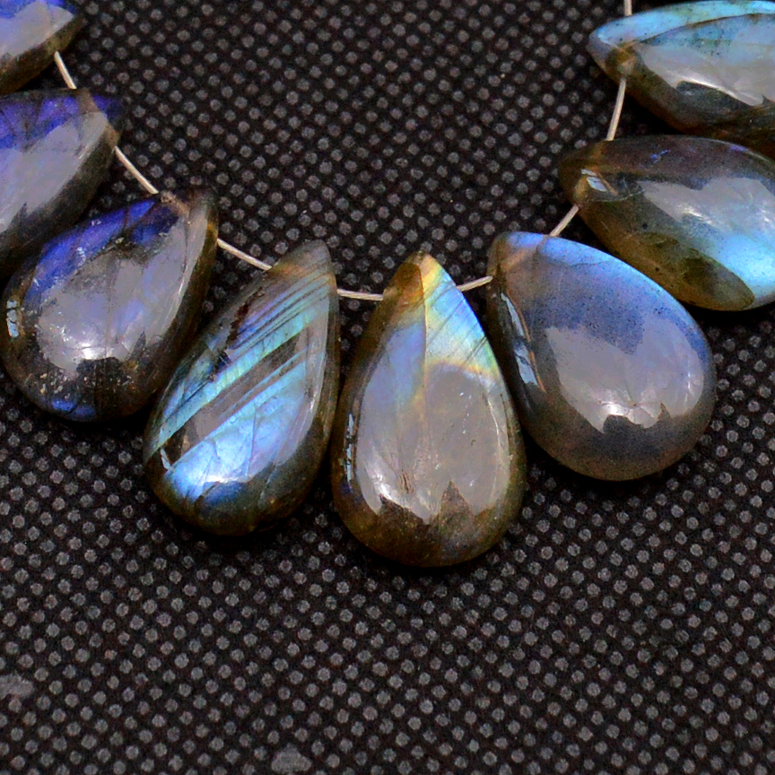 18 Pcs 167 Cts Natural Labradorite Side Drill Briolette Handmade Jewelry Supplies 19X11 14X9mm 18709