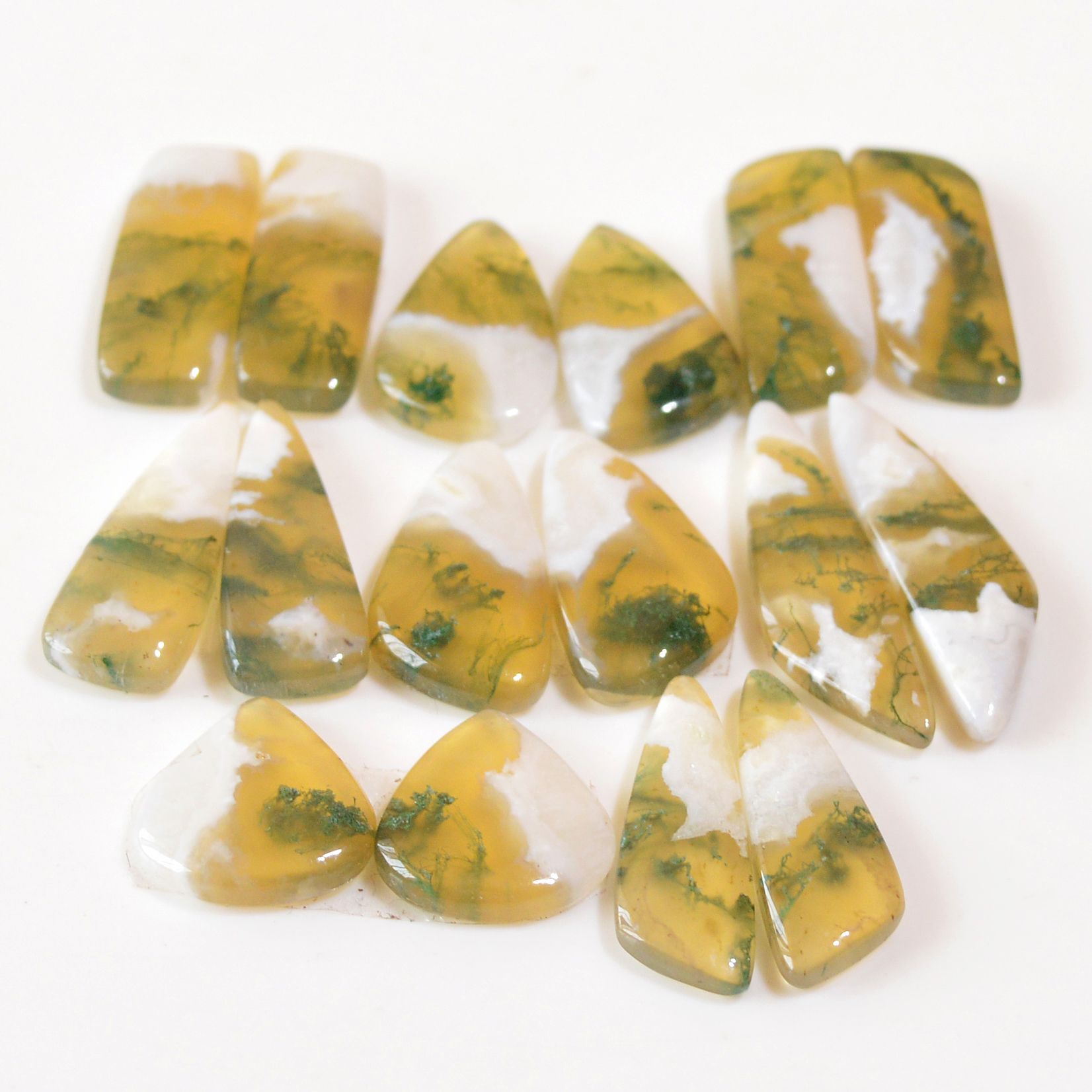 8 Pairs 157 Cts Natural Green Moss Agate Cabochon Gemstone Dangle Earrings Pairs Lot 31x12 14x14mm 18800