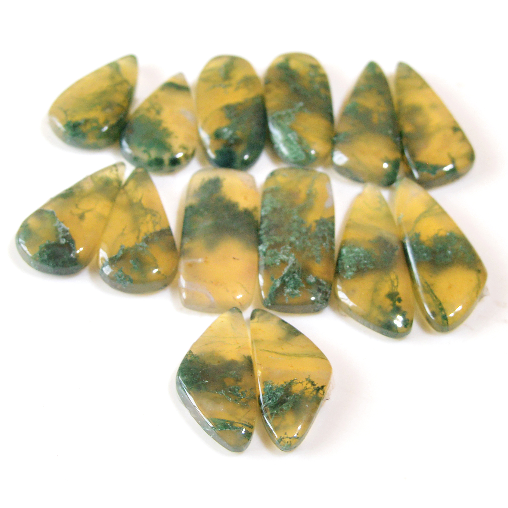 7 Pairs 137 Cts Natural Green Moss Agate Cabochon Gemstone Dangle Earrings Pairs Lot 25x9 17x10mm 18804