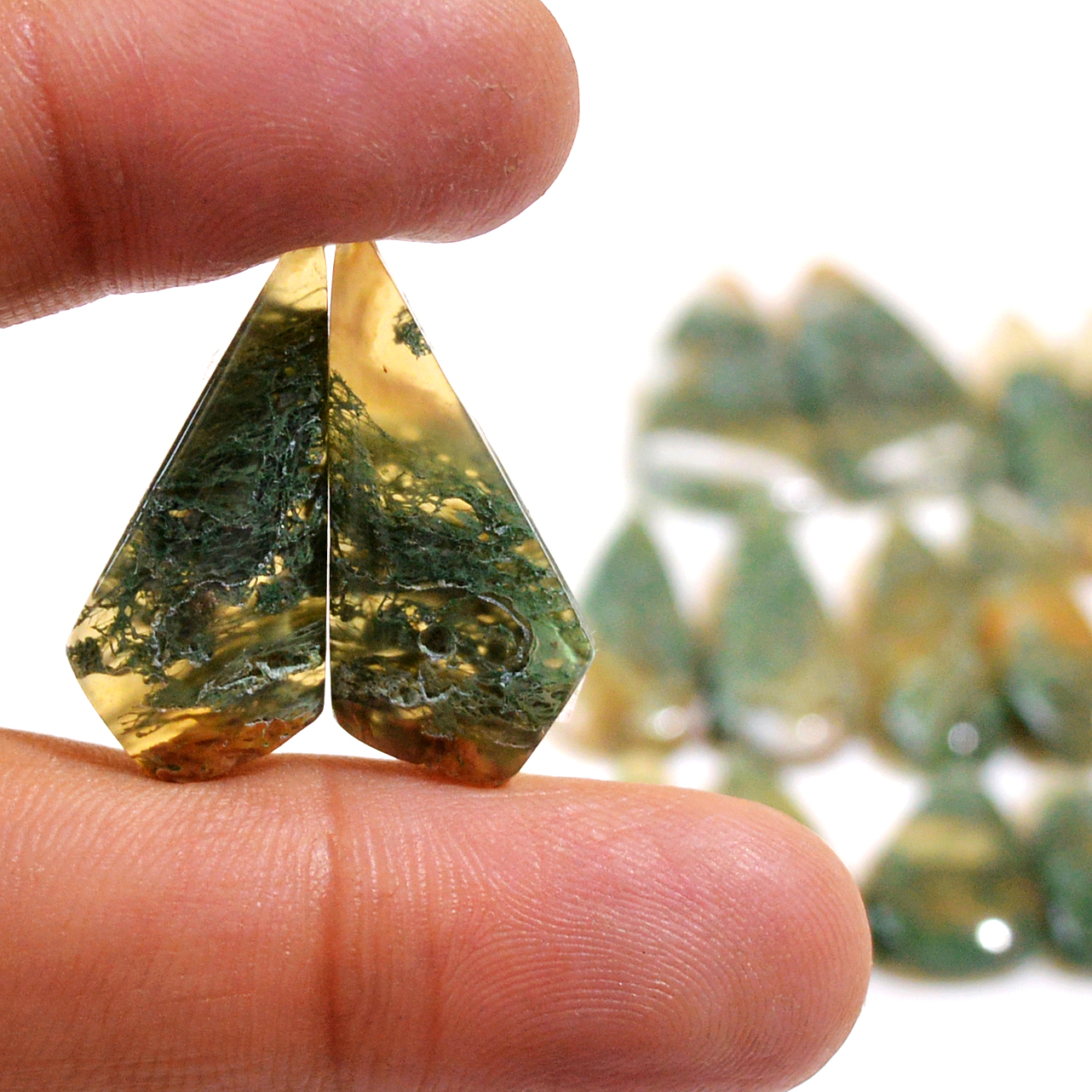 7 Pairs 115 Cts Natural Green Moss Agate Cabochon Gemstone Dangle Earrings Pairs Lot 26x11 17x10mm 18814