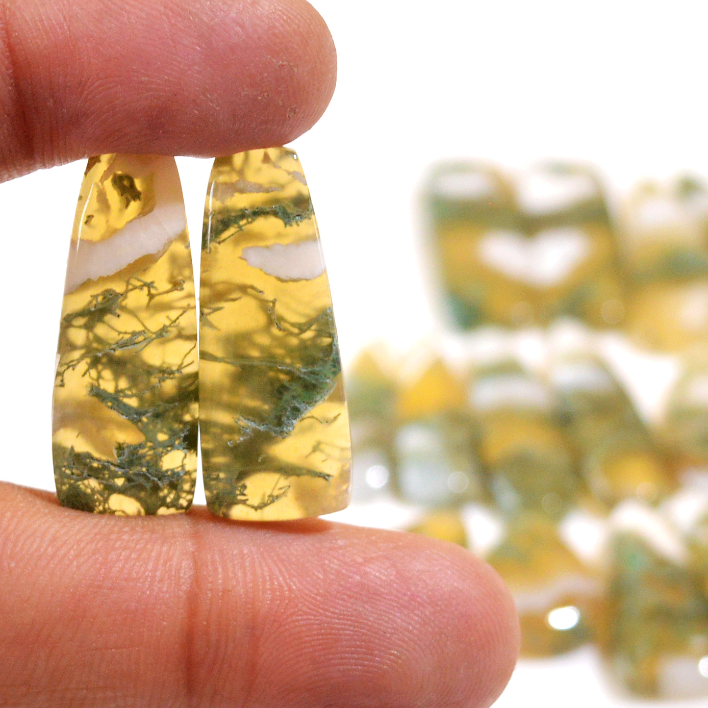 8 Pairs 159 Cts Natural Green Moss Agate Cabochon Gemstone Dangle Earrings Pairs Lot 27x11 15x11mm 18816