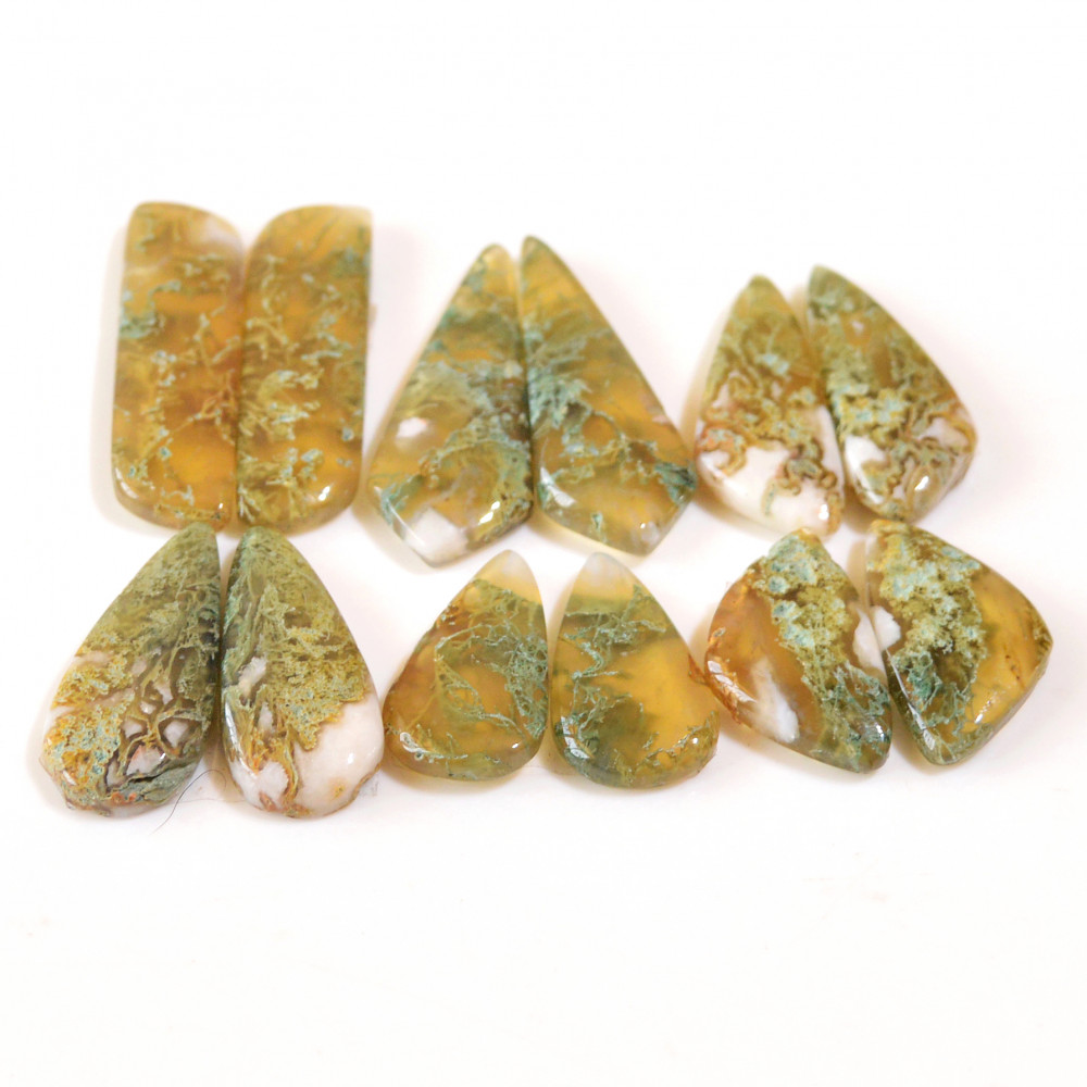Image of 6 Pairs 124 Cts Natural Moss Agate Cabochon Earrings Pairs For Silver 6 Pairs 124 Cts Natural Moss Agate Cabochon Earrings Pairs For Silver Gemstone Jewelry  32x8 19x10mm #18835Jewelry  32x8 19x10mm #18835