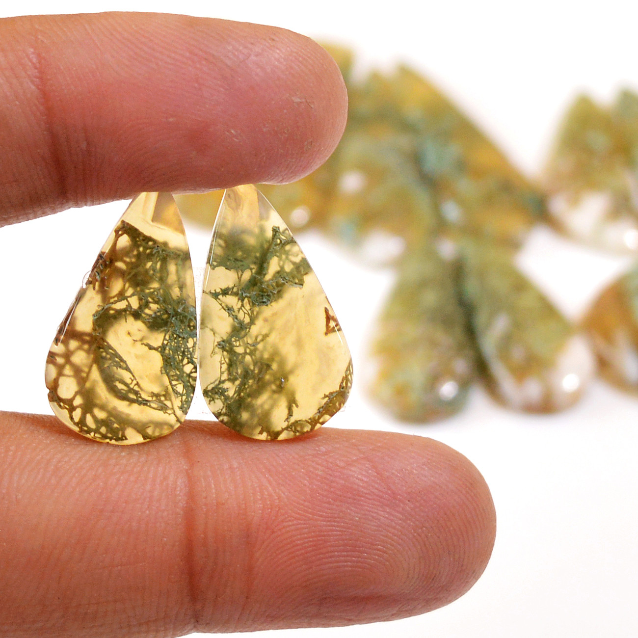 6 Pairs 124 Cts Natural Moss Agate Cabochon Earrings Pairs For Silver 6 Pairs 124 Cts Natural Moss Agate Cabochon Earrings Pairs For Silver Gemstone Jewelry  32x8 19x10mm 18835Jewelry  32x8 19x10mm 18835