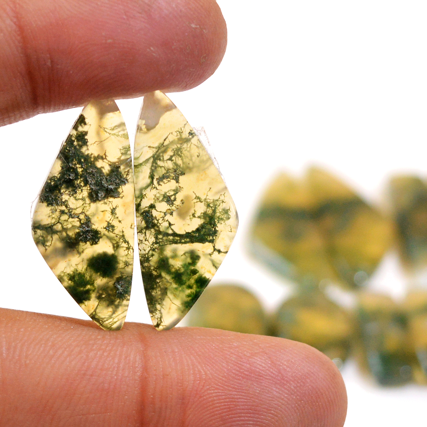 5 Pairs 109 Cts Natural Moss Agate Cabochon Earrings Pairs For Silver Gemstone Jewelry 27x8 18x5mm 18840