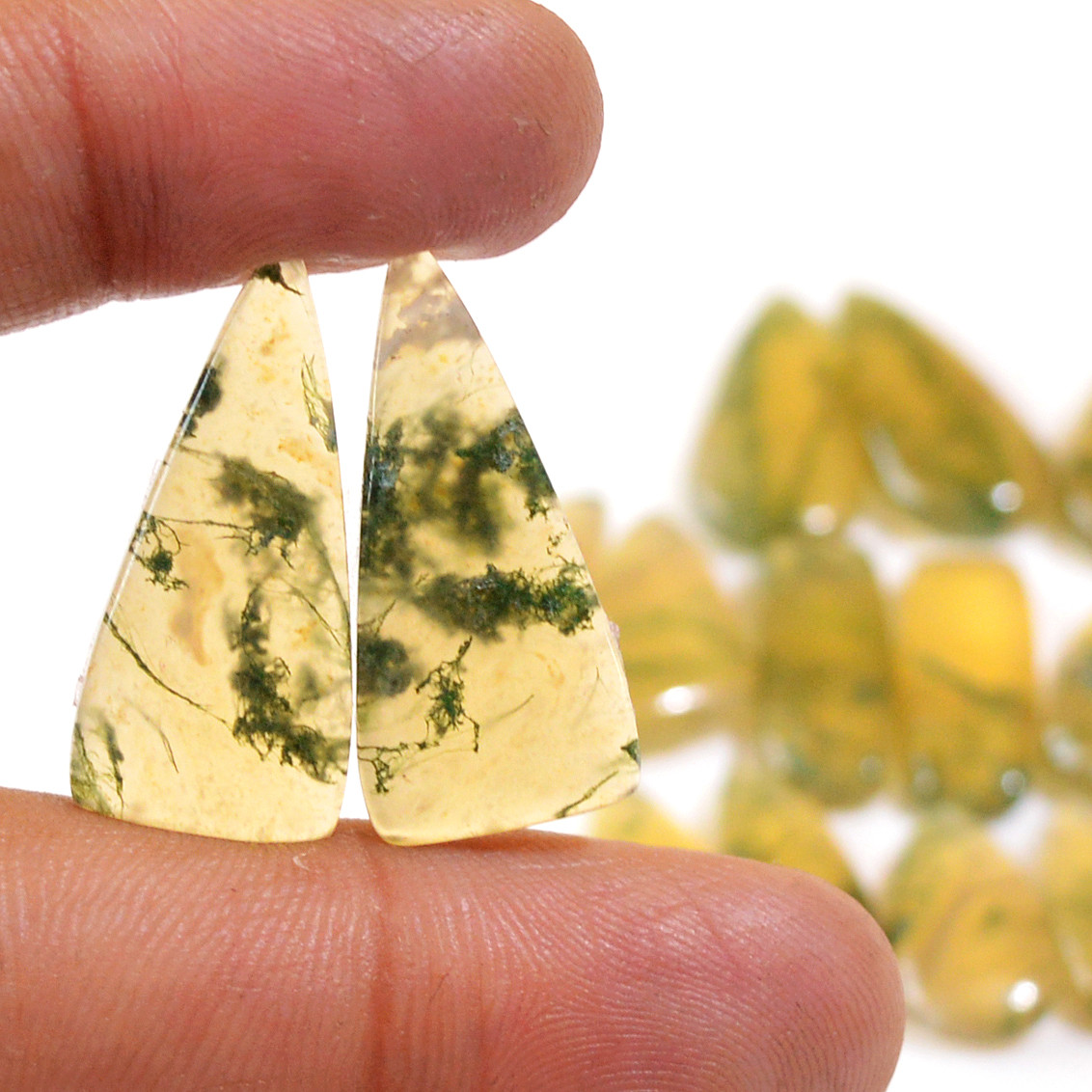 8 Pairs 121 Cts Natural Moss Agate Cabochon Earrings Pairs For Silver Gemstone Jewelry  25x10 15x7mm 18852
