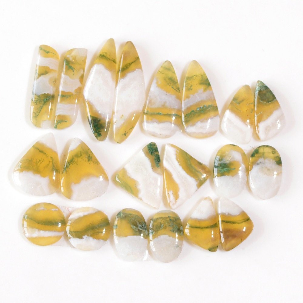 Image of 10 Pairs 142 Cts Natural Moss Agate Cabochon Earrings Pairs For Silver Gemstone Jewelry  30x7 11x11mm #18857