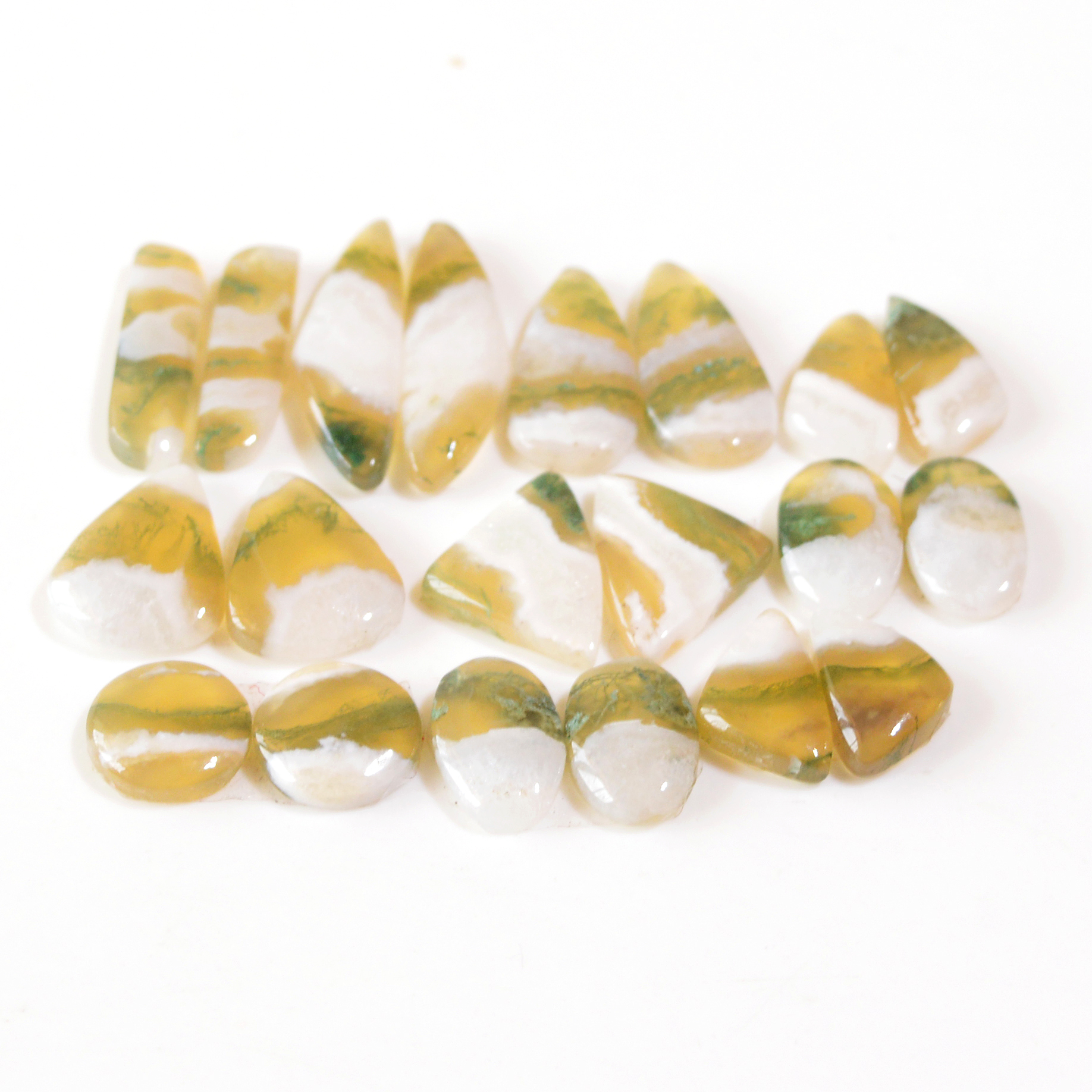 10 Pairs 142 Cts Natural Moss Agate Cabochon Earrings Pairs For Silver Gemstone Jewelry 30x7 11x11mm 18857