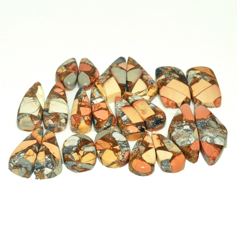 Image of 10 Pairs 139 Cts Natural Maligano Jasper Gemstone Cabochon Pair Lot for Silver Earrings 27x10  15x10mm #18893