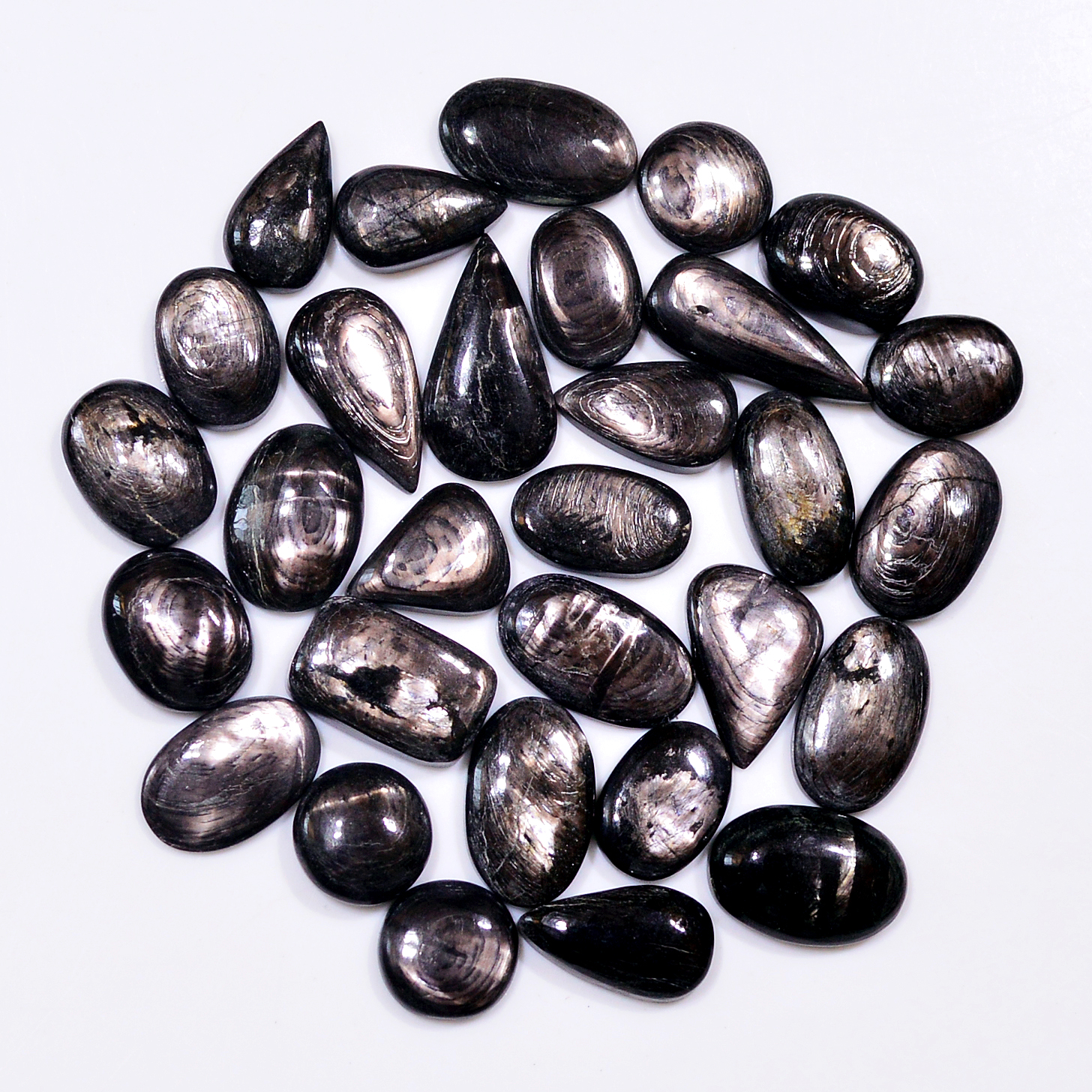 30 Pcs 132 Cts Natural Hypersthene Gemstone Cabochon Lot 18X7 10X10mm 18918