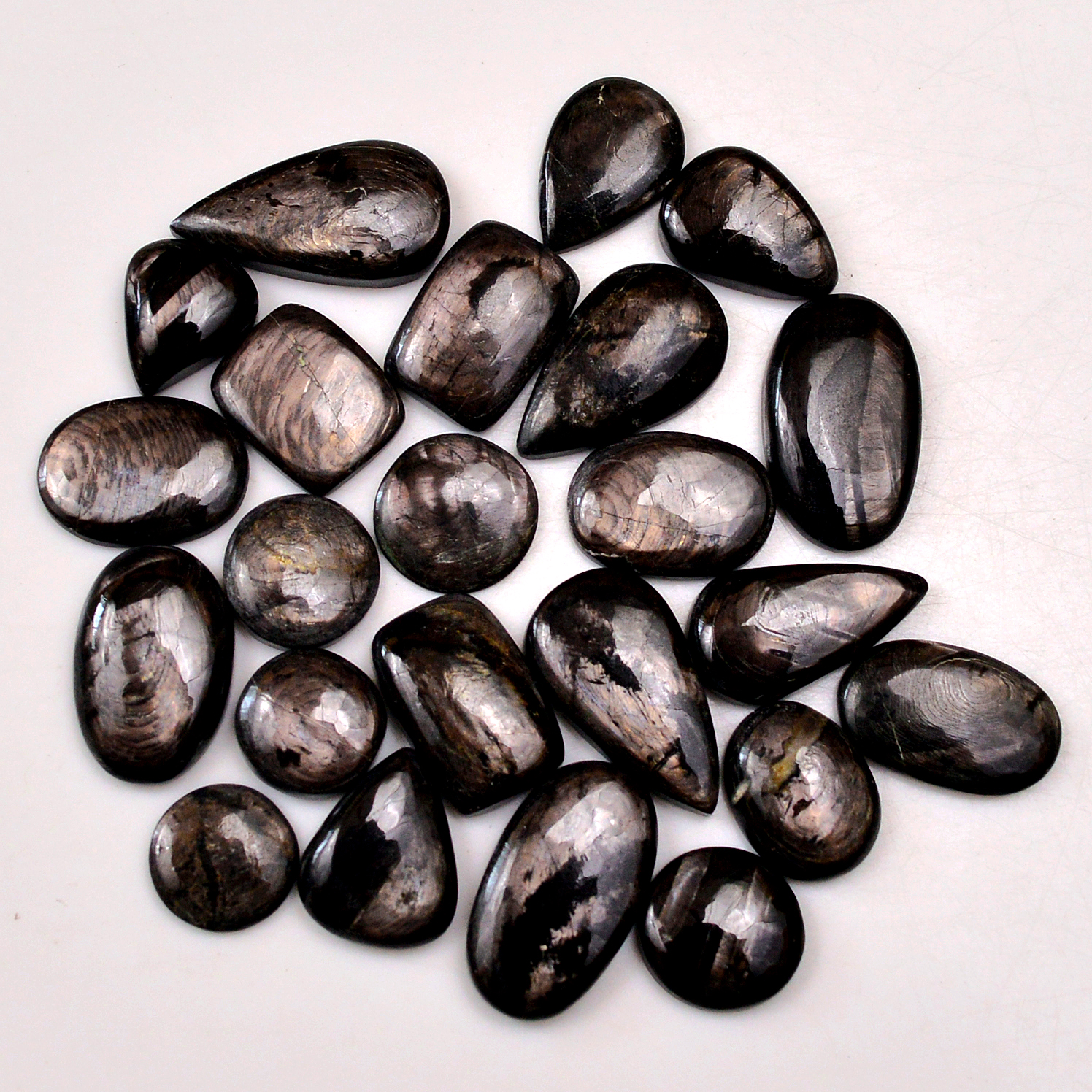 23 Pcs 142 Cts Natural Hypersthene Gemstone Cabochon Lot 21X11 10X10mm 18922