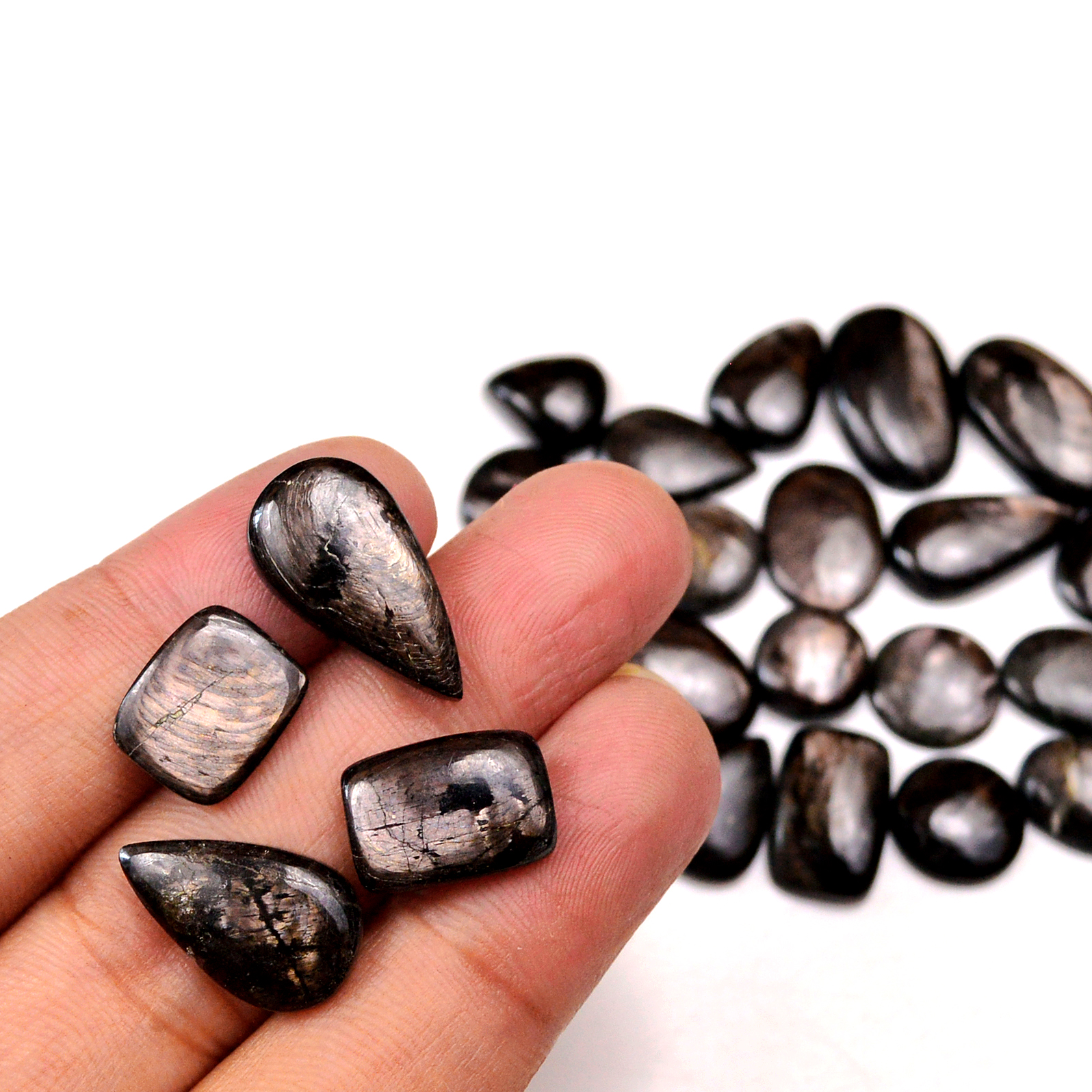 23 Pcs 142 Cts Natural Hypersthene Gemstone Cabochon Lot 21X11 10X10mm 18922