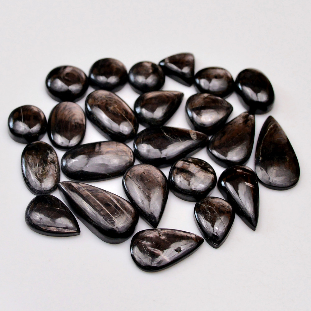 Image of 23 Pcs 150 Cts Natural Hypersthene Gemstone Cabochon Lot 22X11  10X10mm #18923