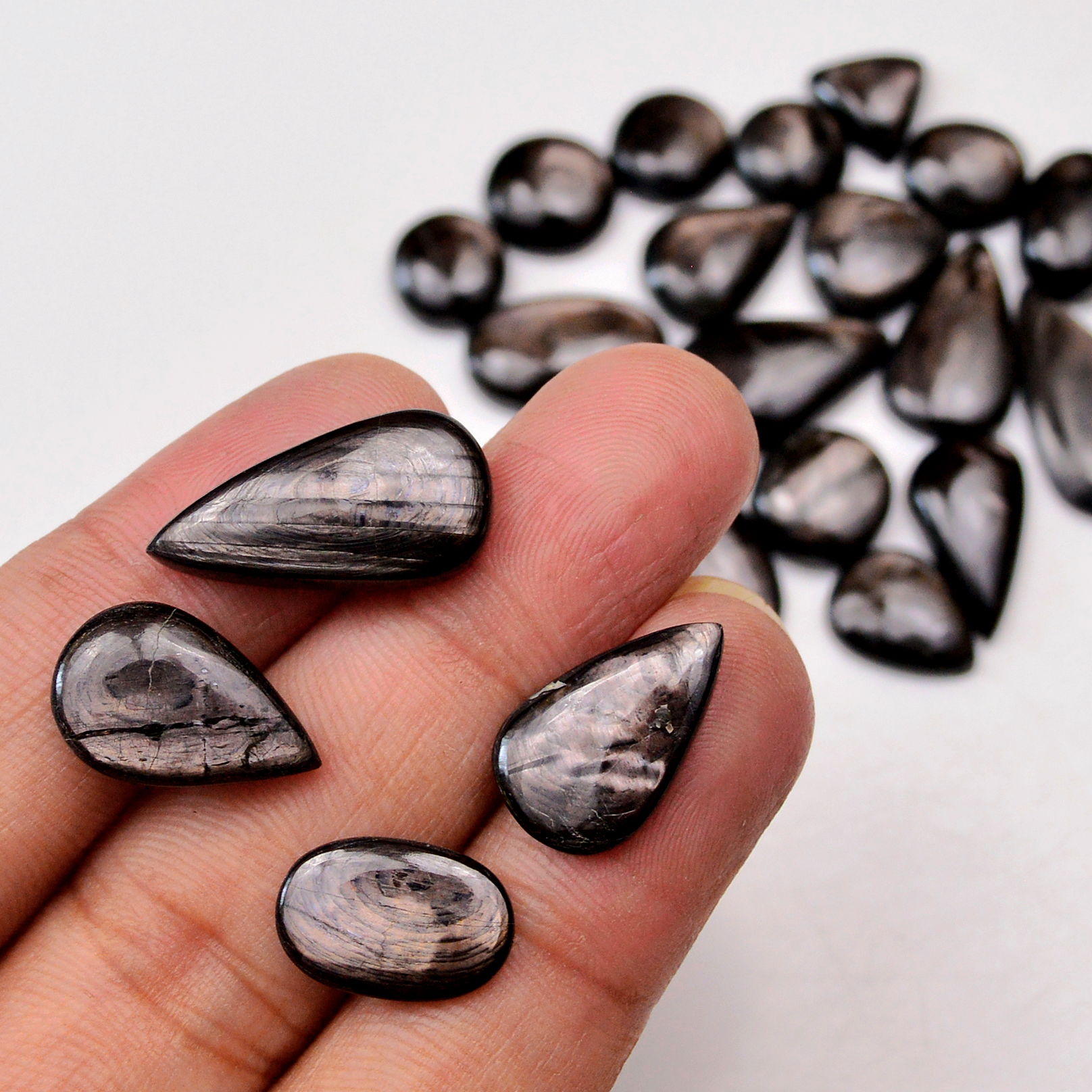 23 Pcs 150 Cts Natural Hypersthene Gemstone Cabochon Lot 22X11 10X10mm 18923