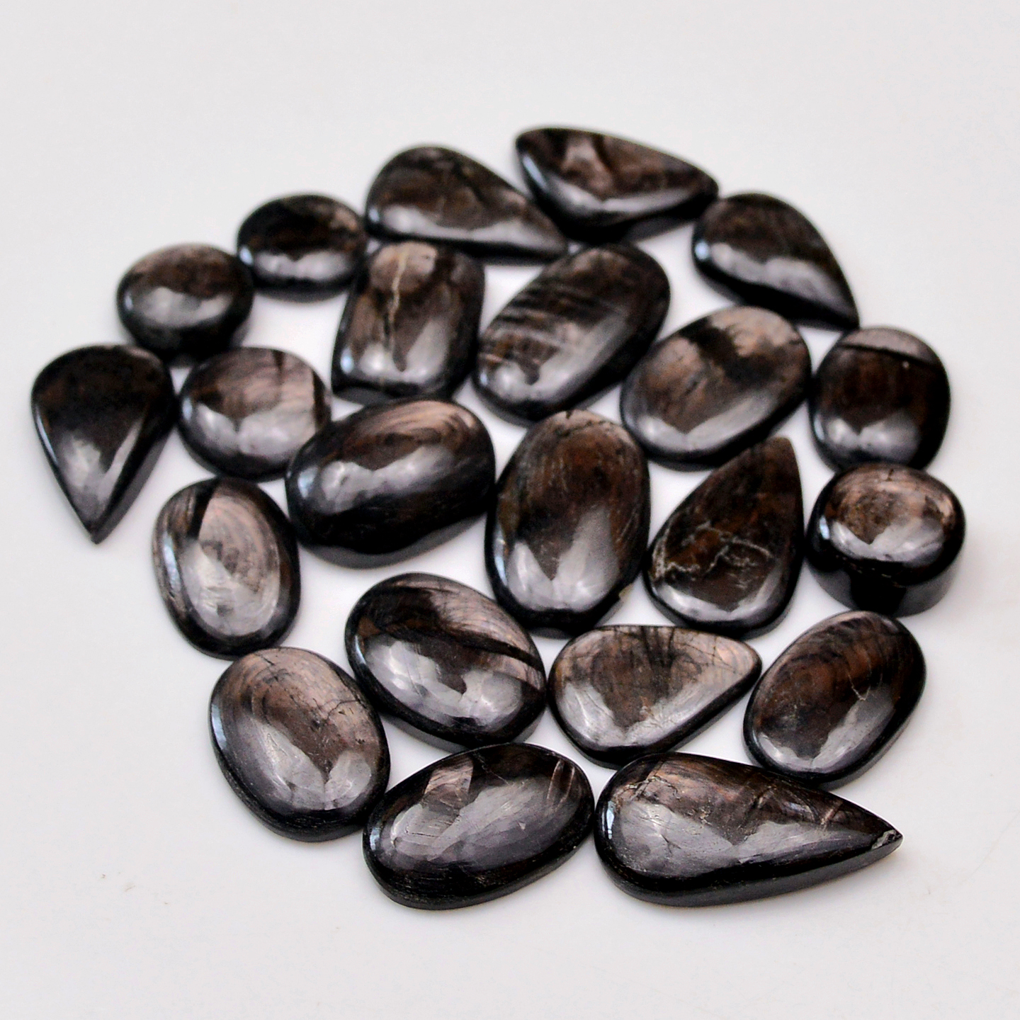 22 Pcs 143 Cts Natural Hypersthene Gemstone Cabochon Lot 20X10 10X10mm 18924