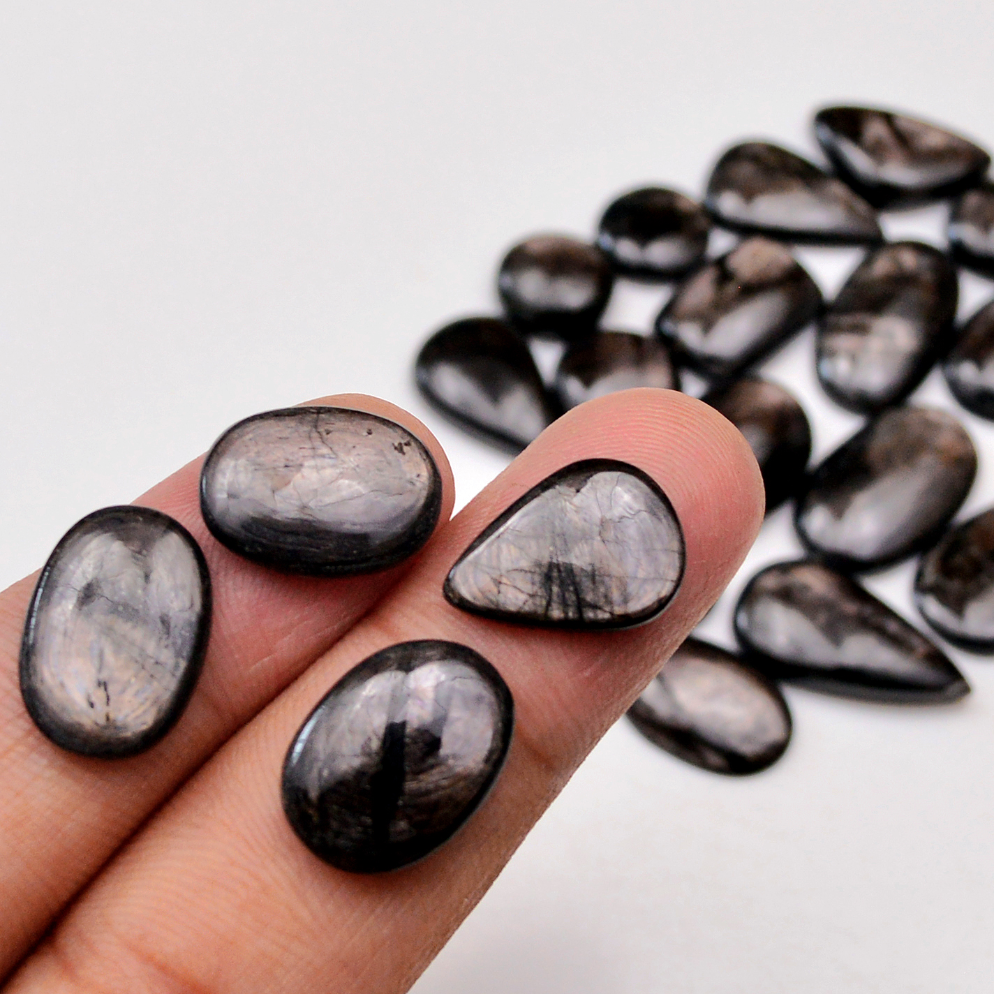 22 Pcs 143 Cts Natural Hypersthene Gemstone Cabochon Lot 20X10 10X10mm 18924