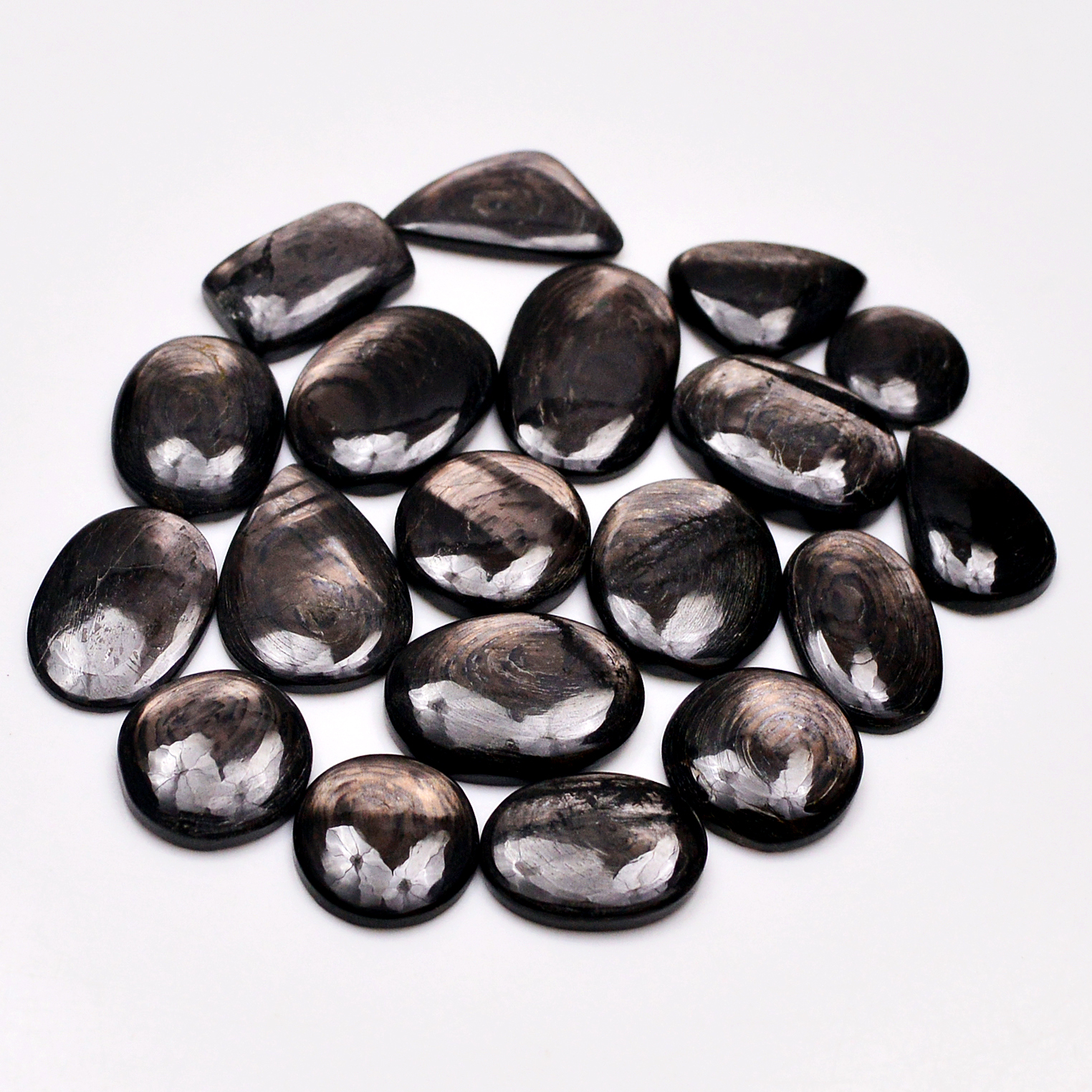 19 Pcs 187 Cts Natural Hypersthene Gemstone Cabochon Lot 23X14 12X12mm 18926
