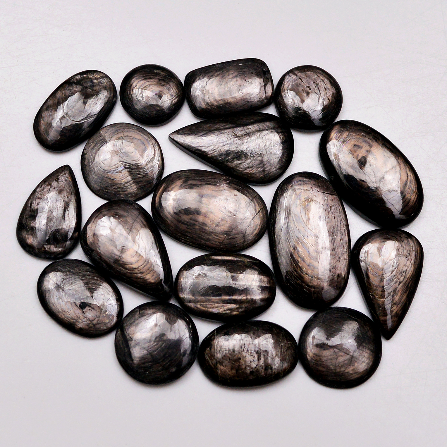17 Pcs 185 Cts Natural Hypersthene Gemstone Cabochon Lot 27X15 12X12mm 18927